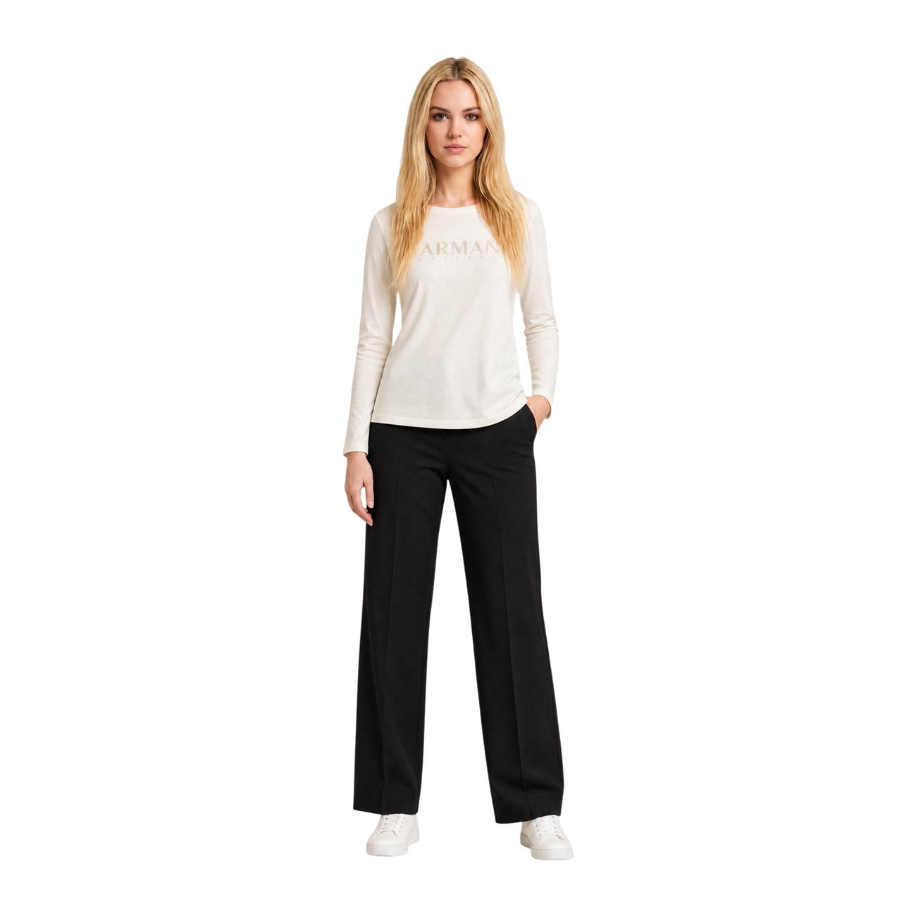 Armani Exchange T-shirt Dames Beige