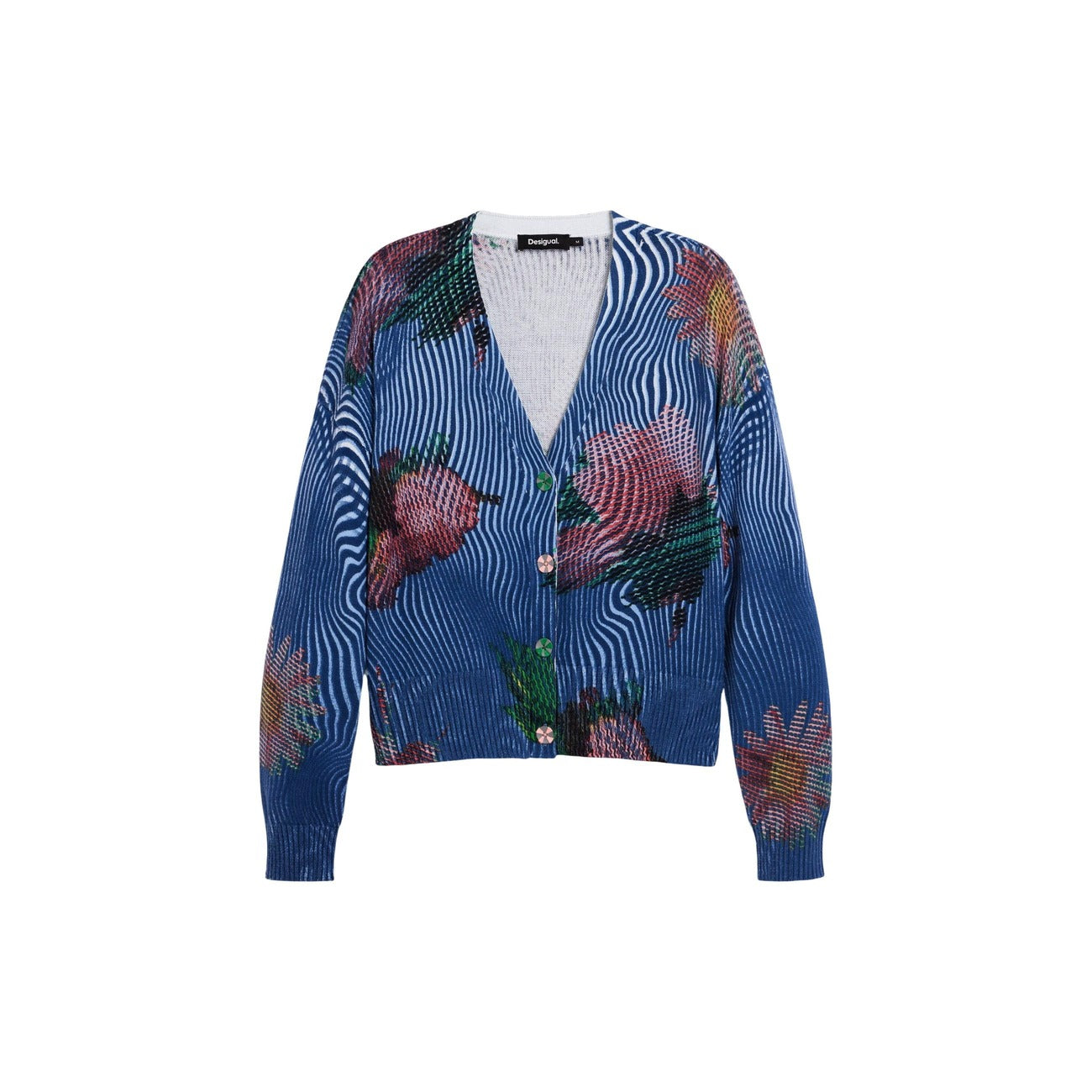 Desigual Bloemen Cardigan Dames Blauw