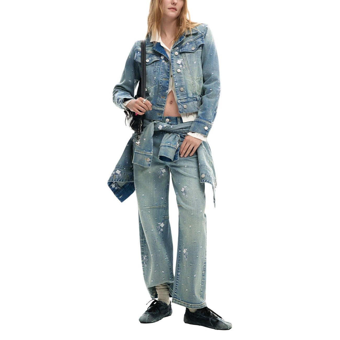 Desigual Gesleten Jack Dames Lichtblauw