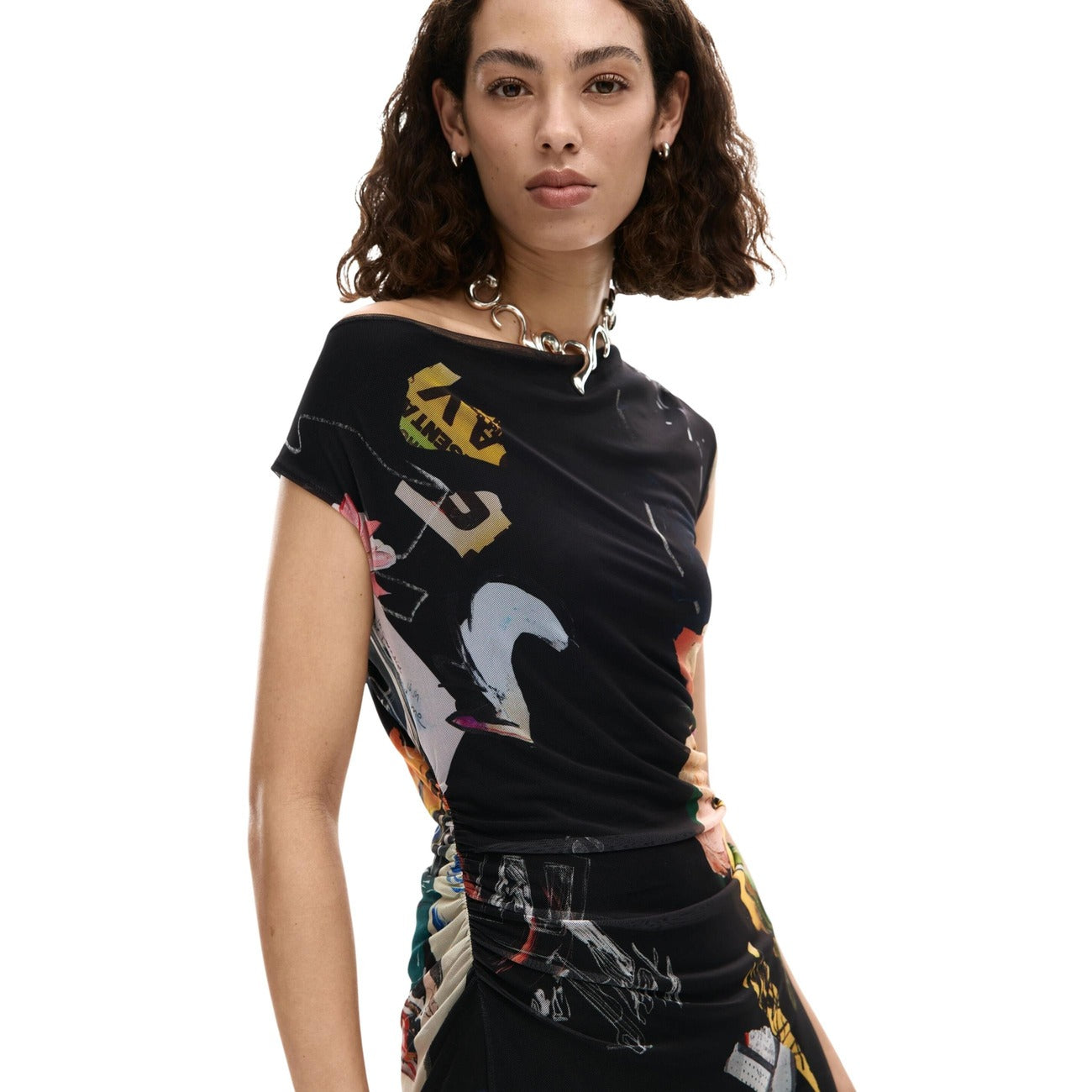 Desigual Print Jurk Dames Zwart