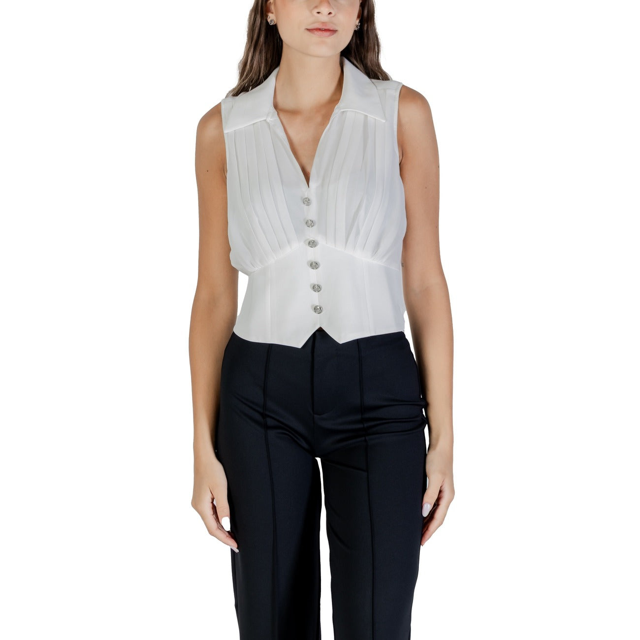 Morgan De Toi Mouwloze Blouse Dames Blauw