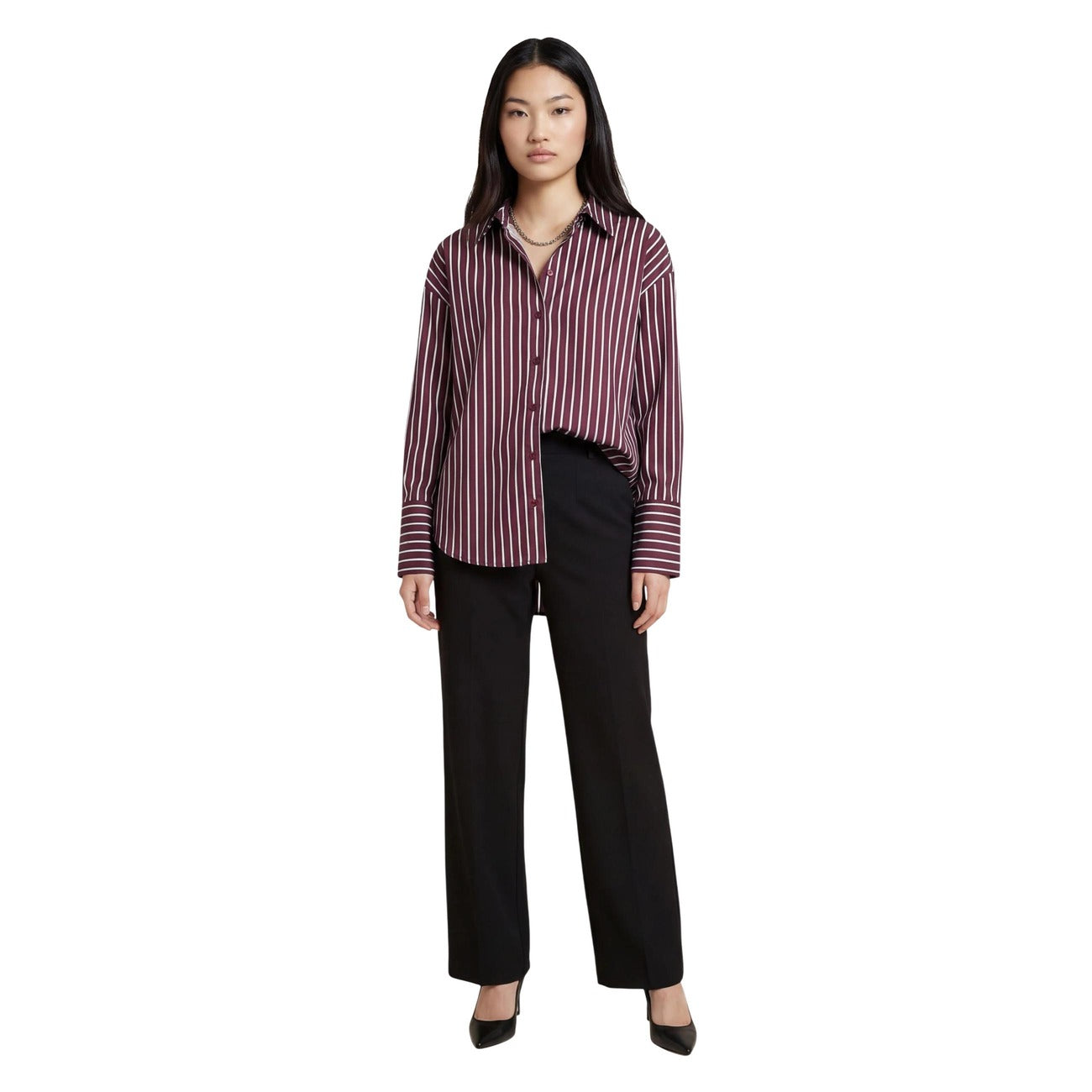 Jacqueline De Yong Shirt Dames Wijnrood Gestreept
