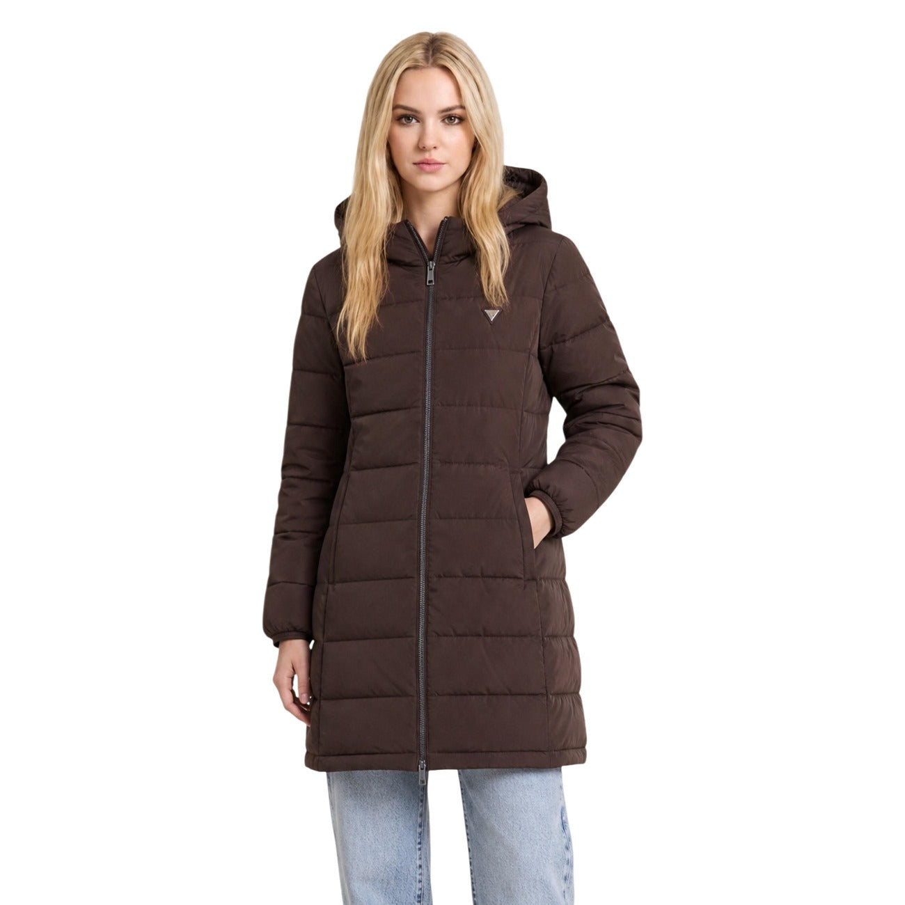 Guess Windjack Dames Bruin Capuchon