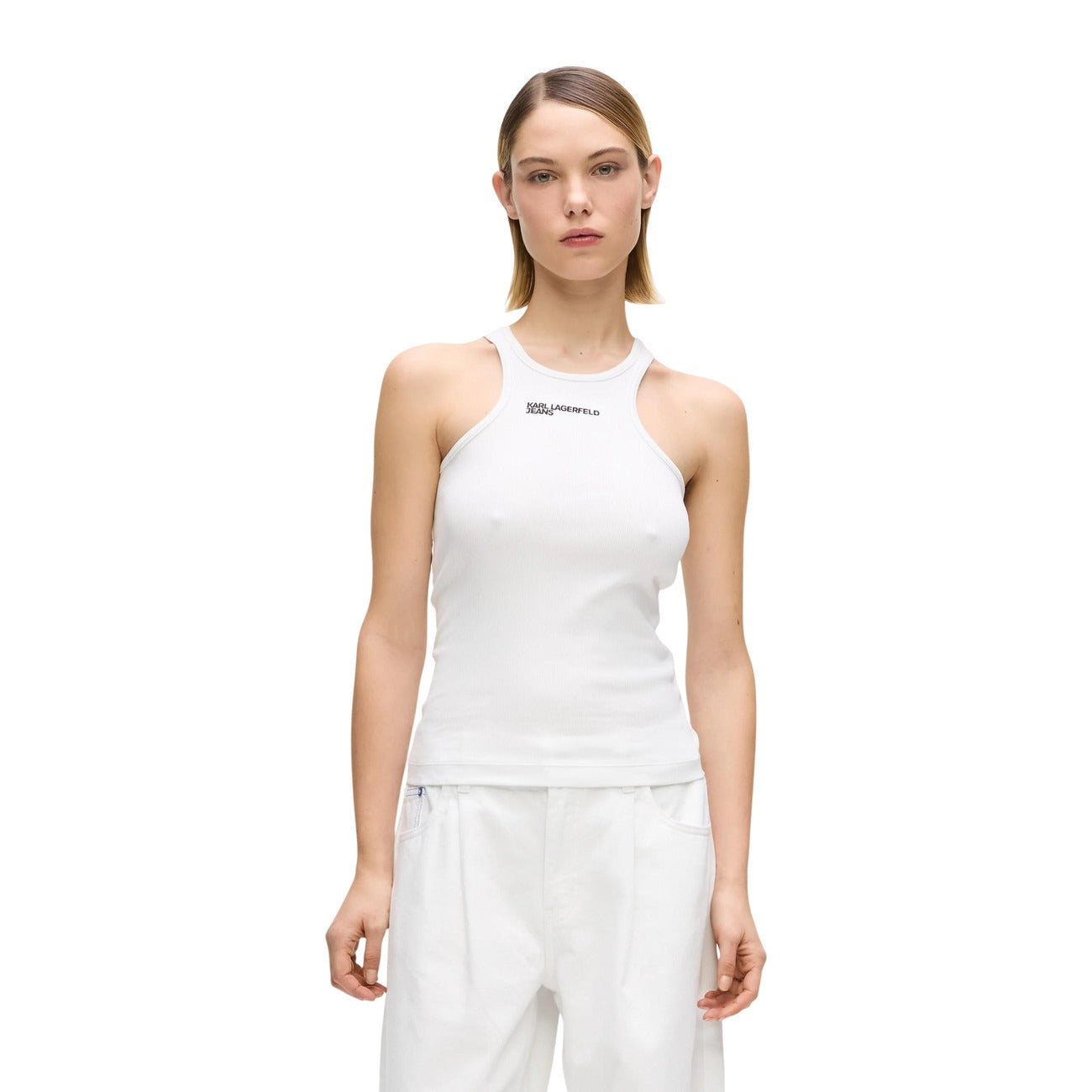 Karl Lagerfeld Jeans Geribd Tanktop Dames Wit