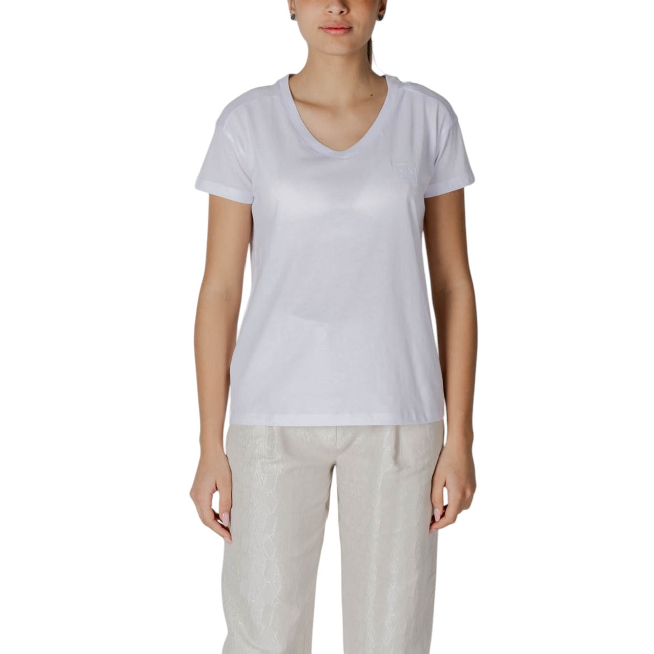 Armani Exchange V-hals T-shirt Dames Wit