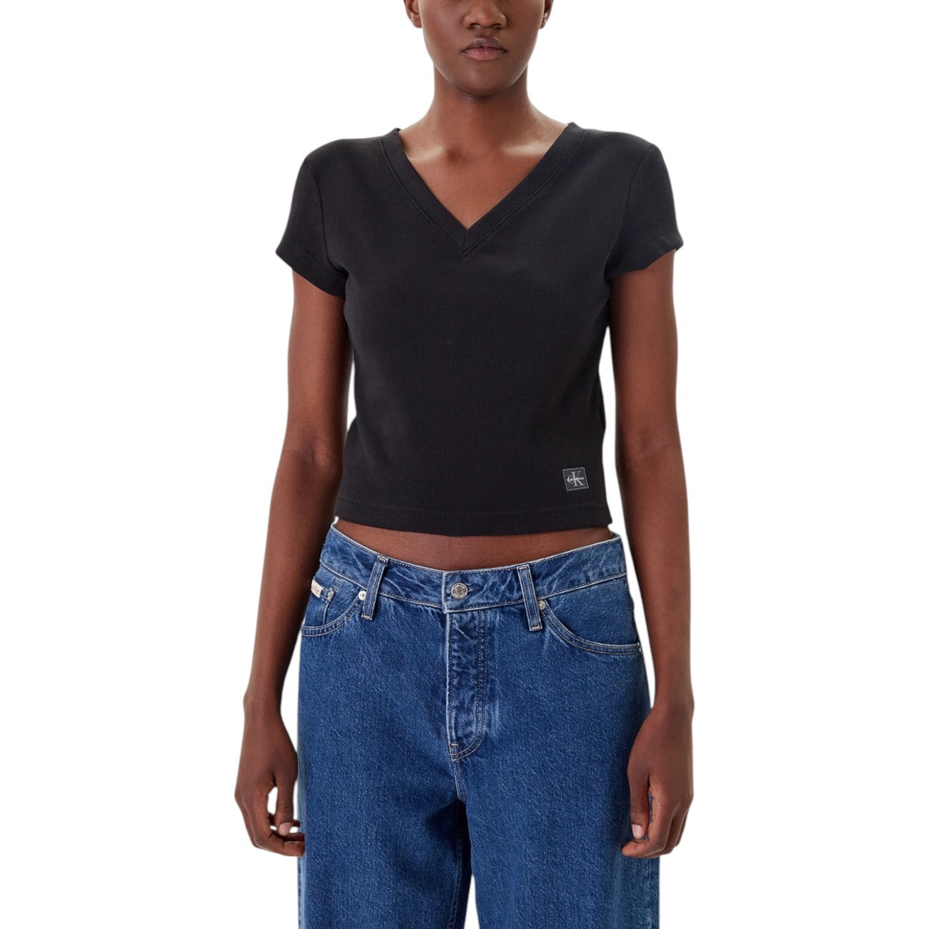 Calvin Klein Jeans V-hals T-shirt Dames Zwart