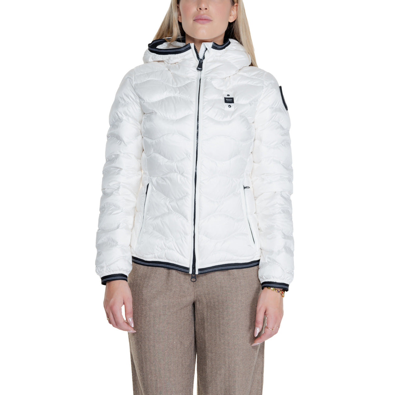 Blauer Windjack Dames Wit – Hoge Hals & 100% Polyamide