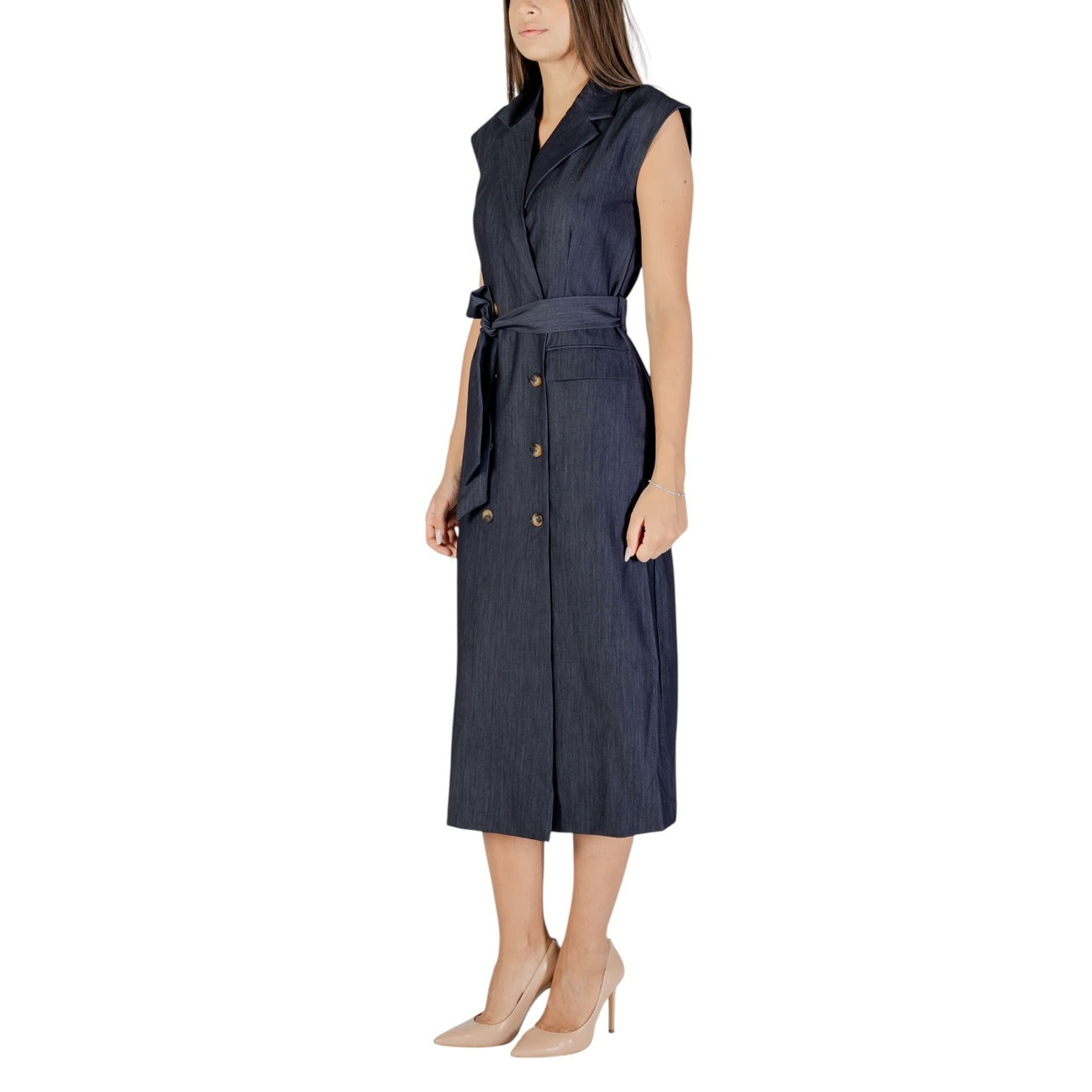 Ichi Mouwloze Jurk Dames Blauw