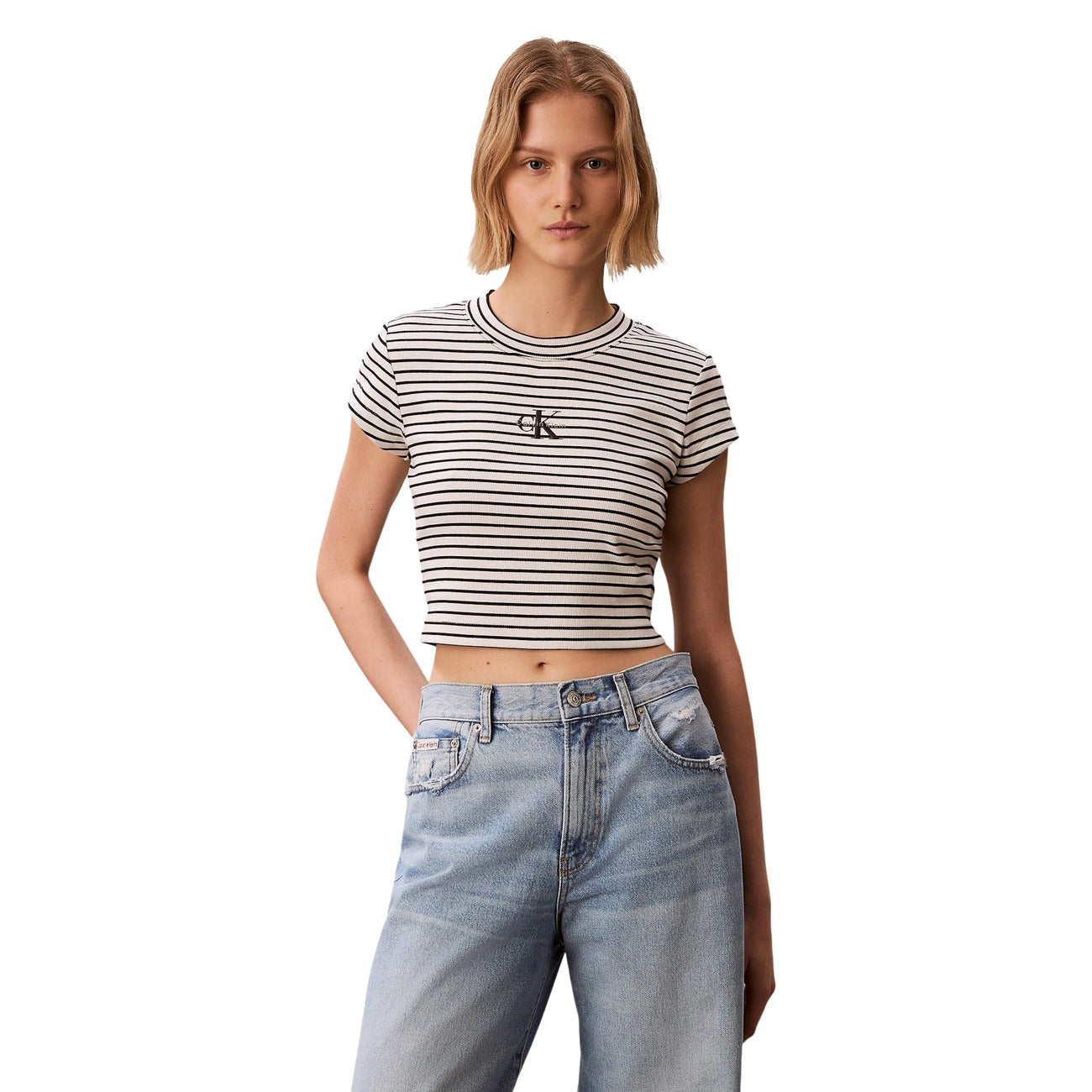 Calvin Klein Jeans Gestreepte Top Dames Zwart