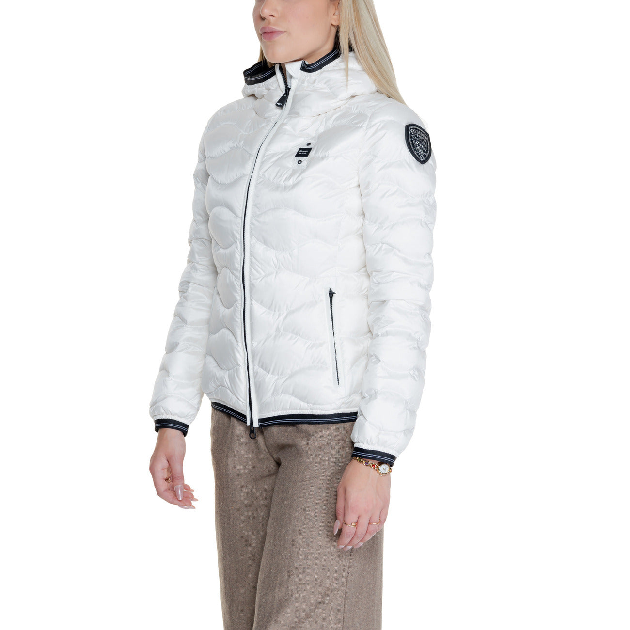 Blauer Windjack Dames Wit – Hoge Hals & 100% Polyamide