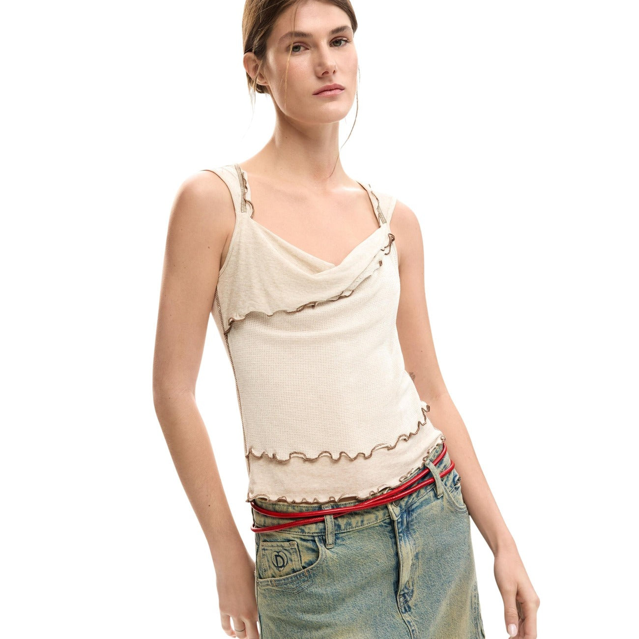 Desigual Mouwloze Top Dames Beige