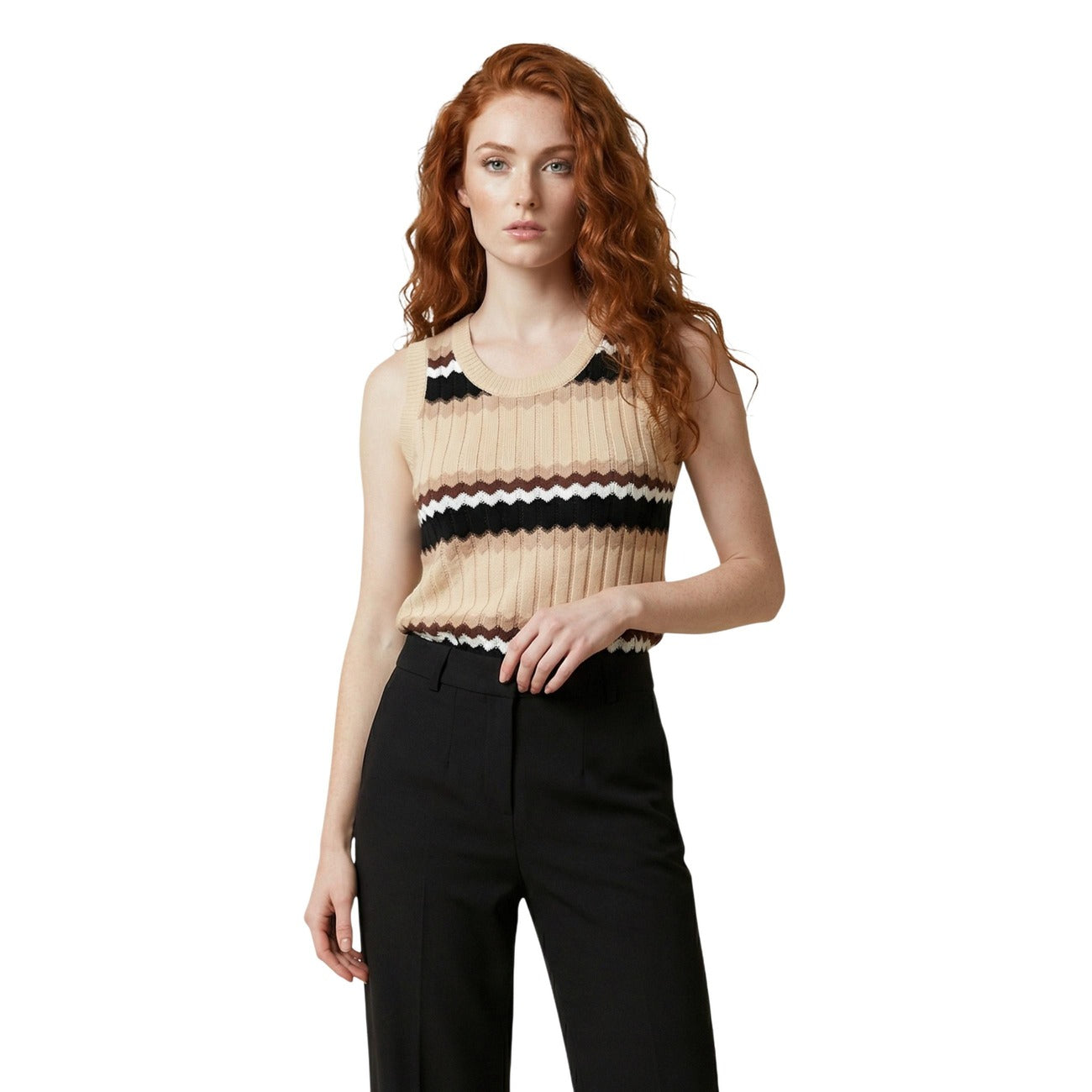 Artigli Gestreepte Top Dames Beige
