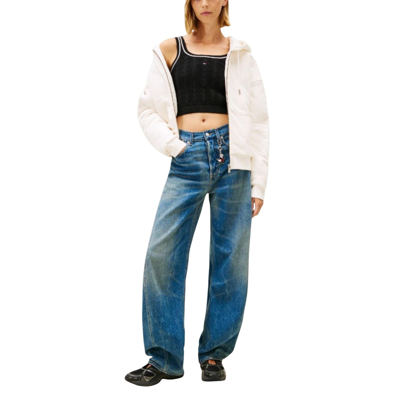 Tommy Hilfiger Jeans Epaullet Top Dames Zwart