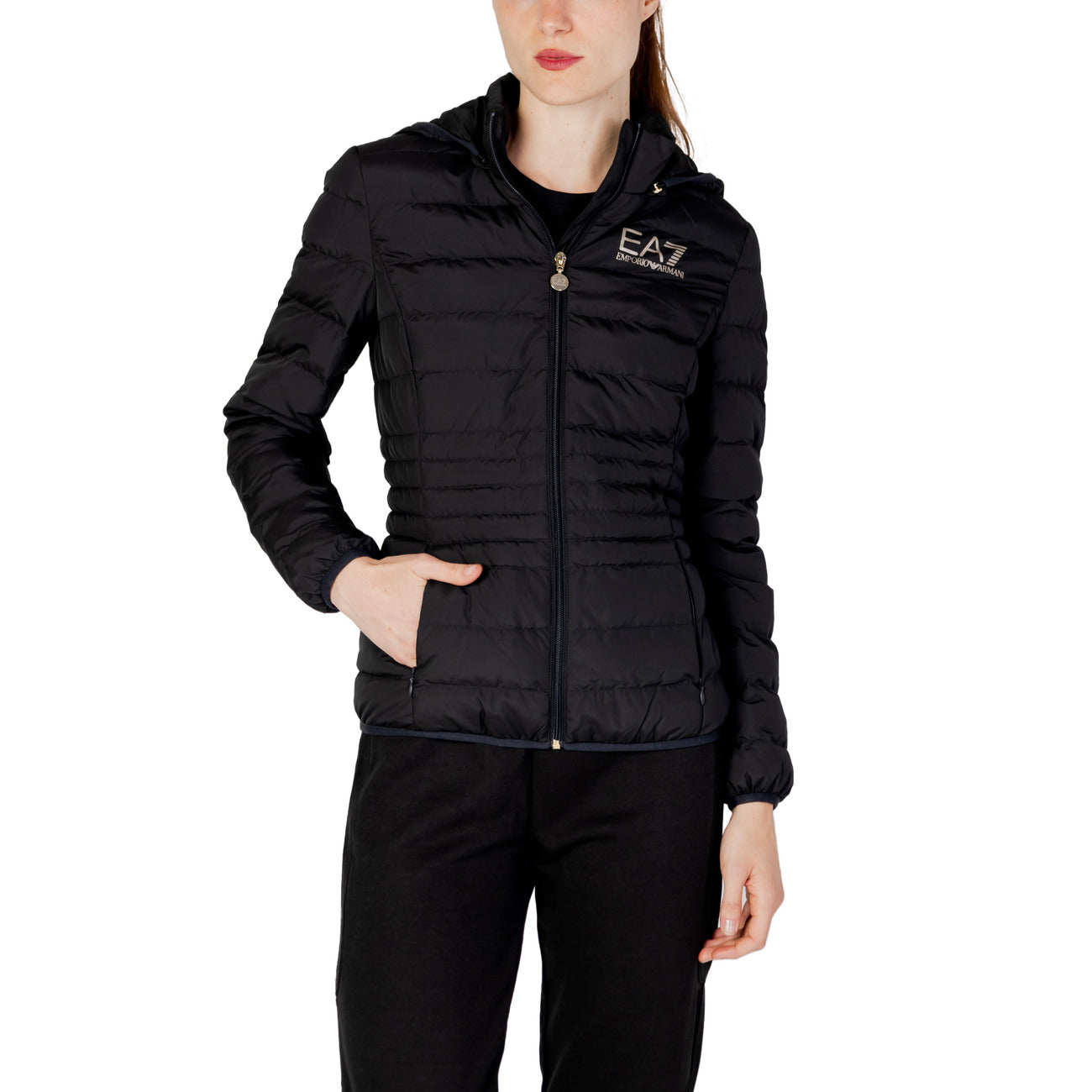 EA7 Emporio Armani Windjack Dames Zwart – Hoge Hals & 100% Polyester