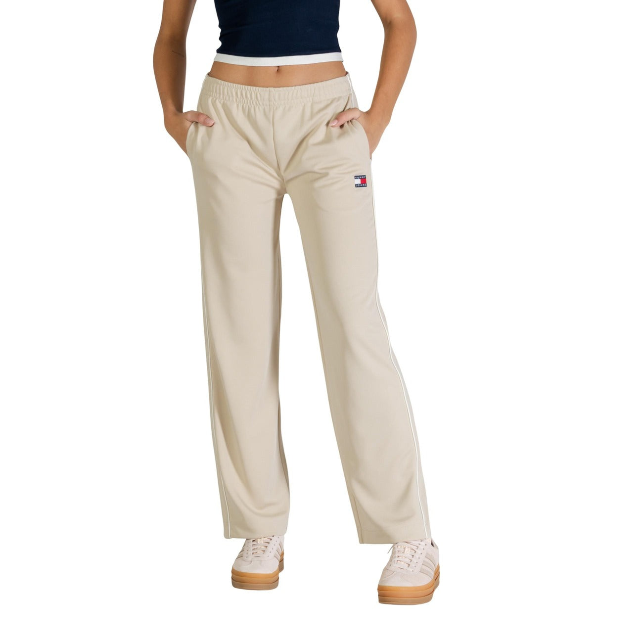 Tommy Hilfiger Jeans Broek Dames Zwart Beige