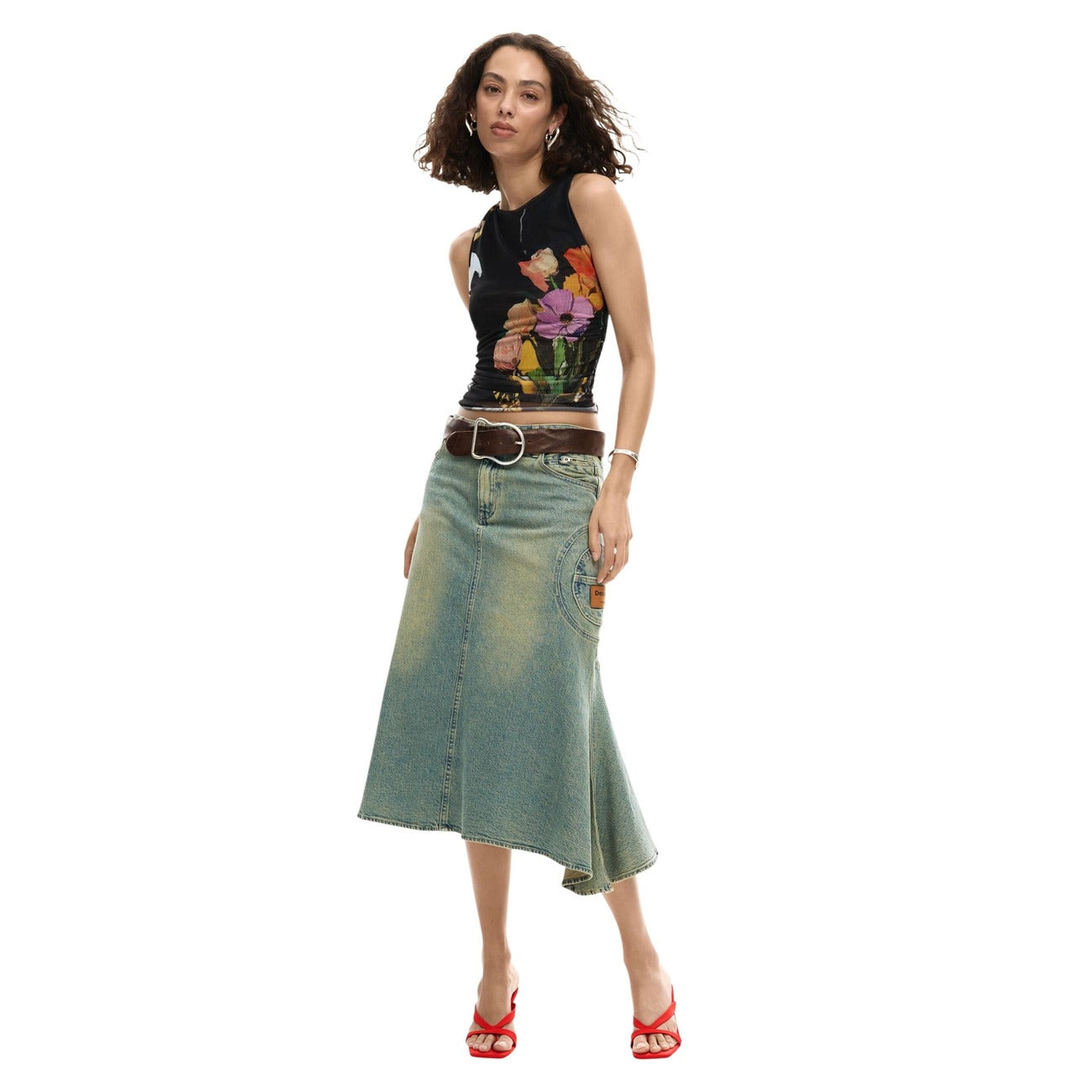 Desigual Bloemen Top Dames Zwart