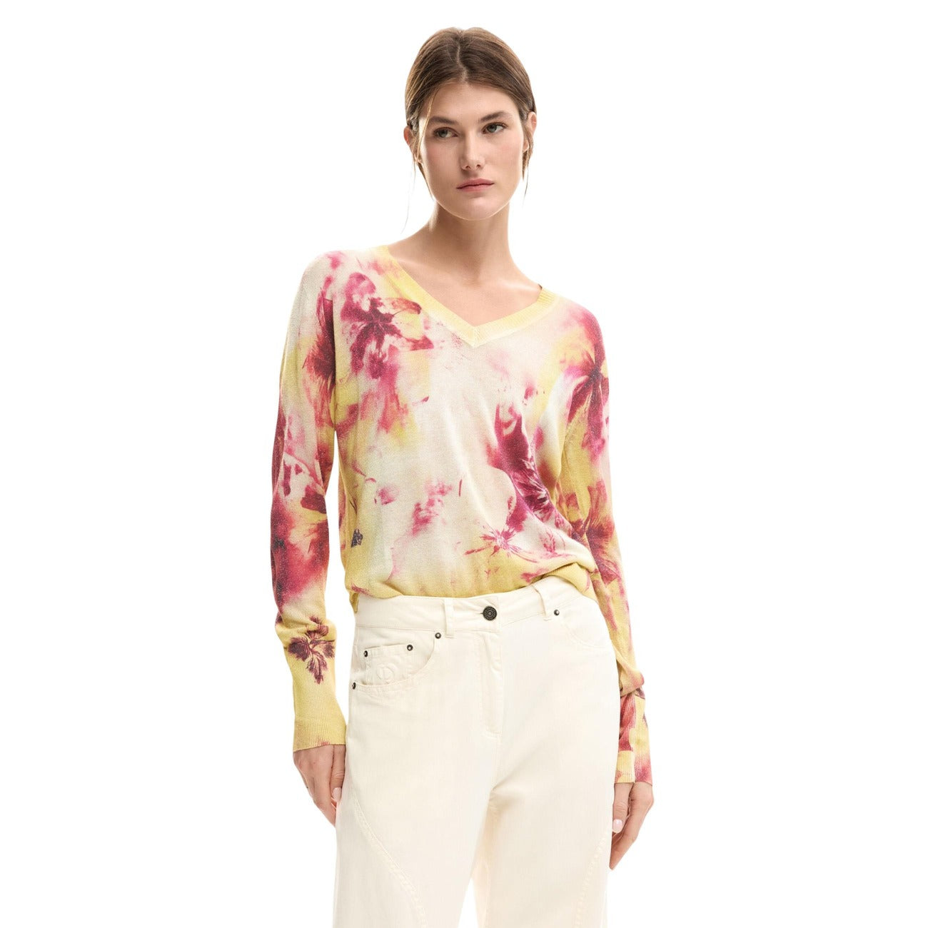 Desigual Bloemen Trui Dames Roze