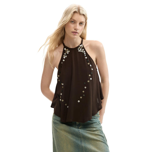 Desigual Mouwloze Top Dames Bruin
