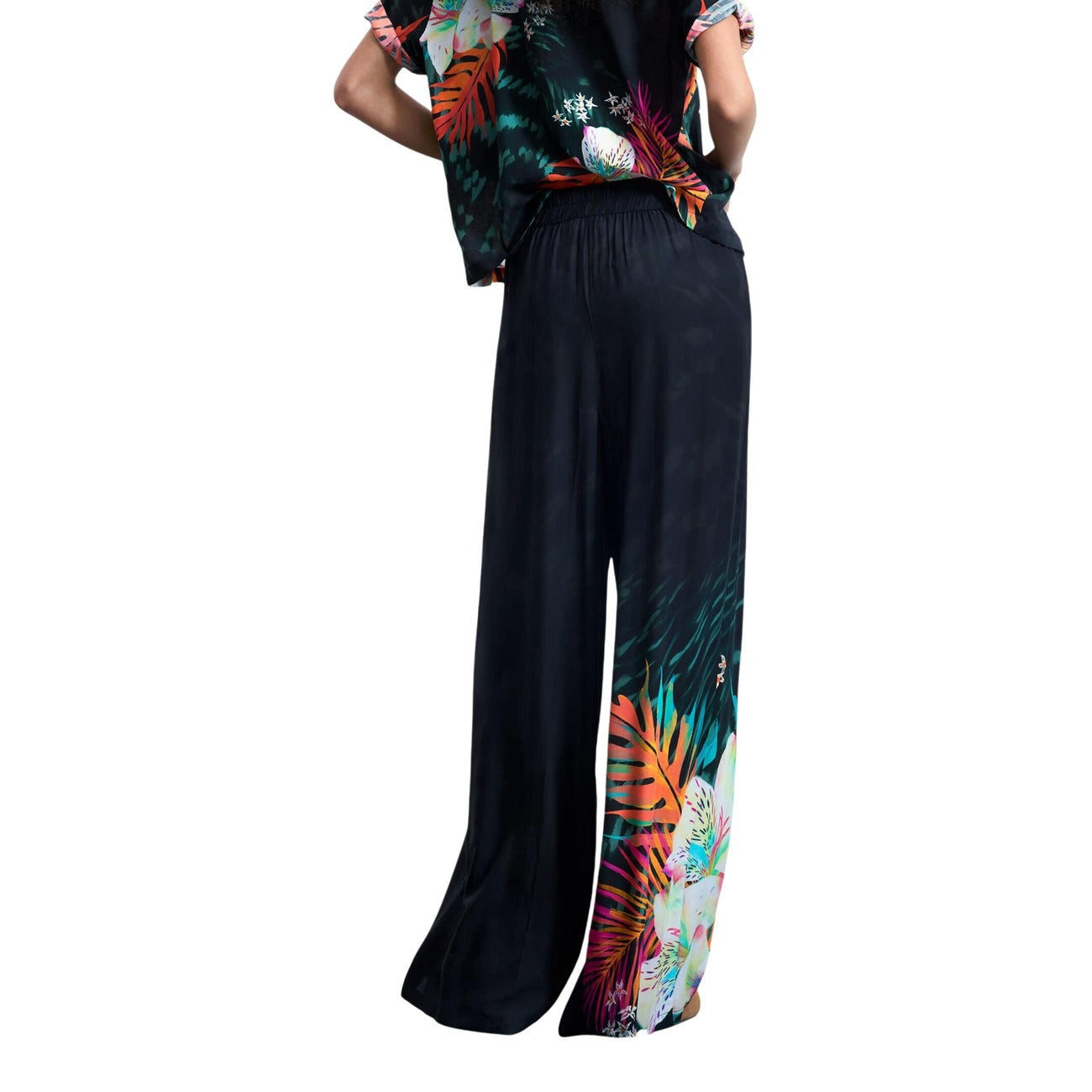 Desigual Bloemen Broek Dames Zwart