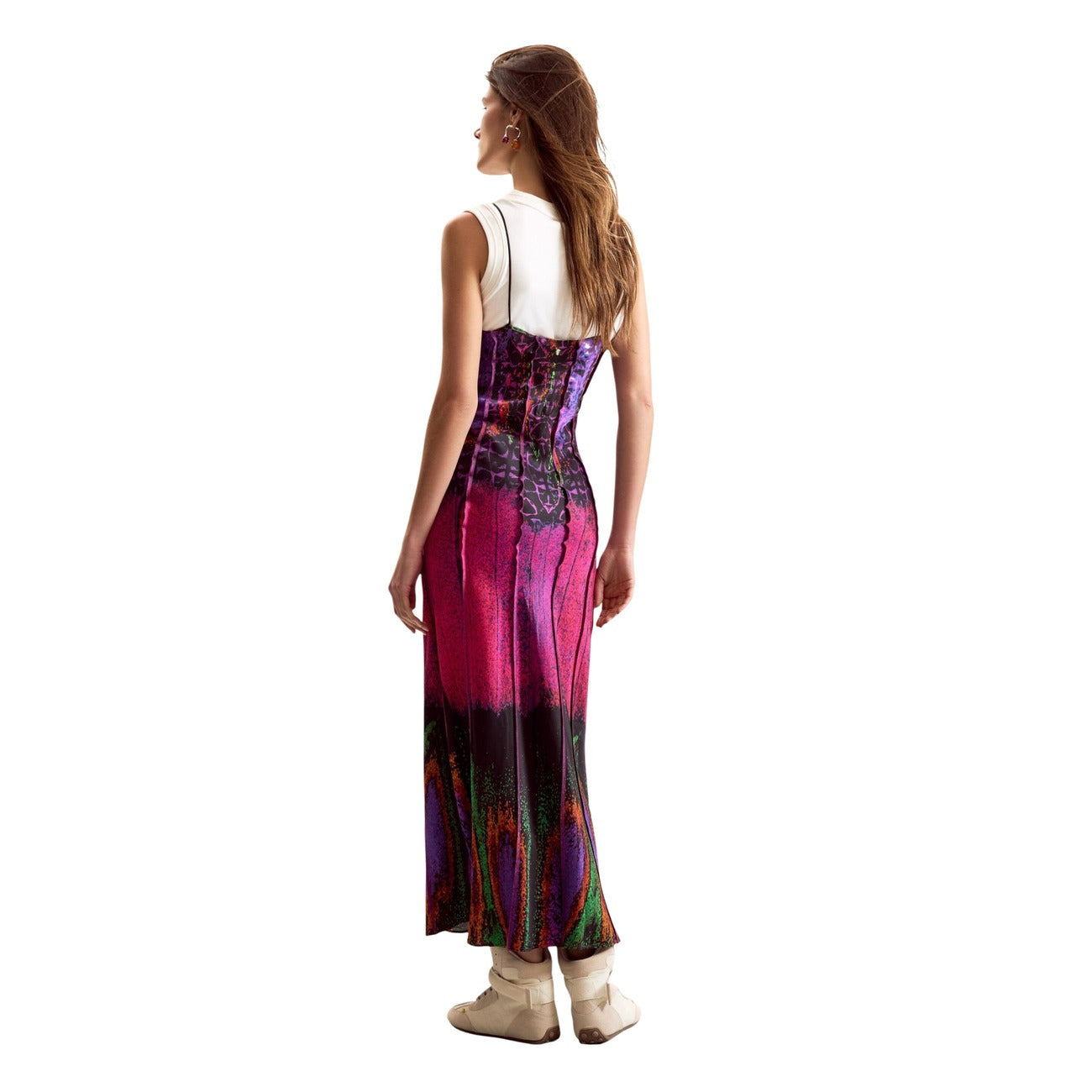 Desigual Epaullet Print Jurk Dames Fuchsia