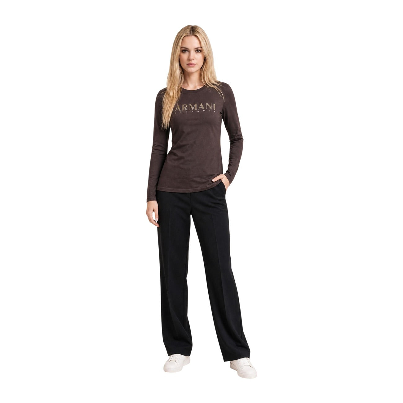 Armani Exchange T-shirt Dames Bruin