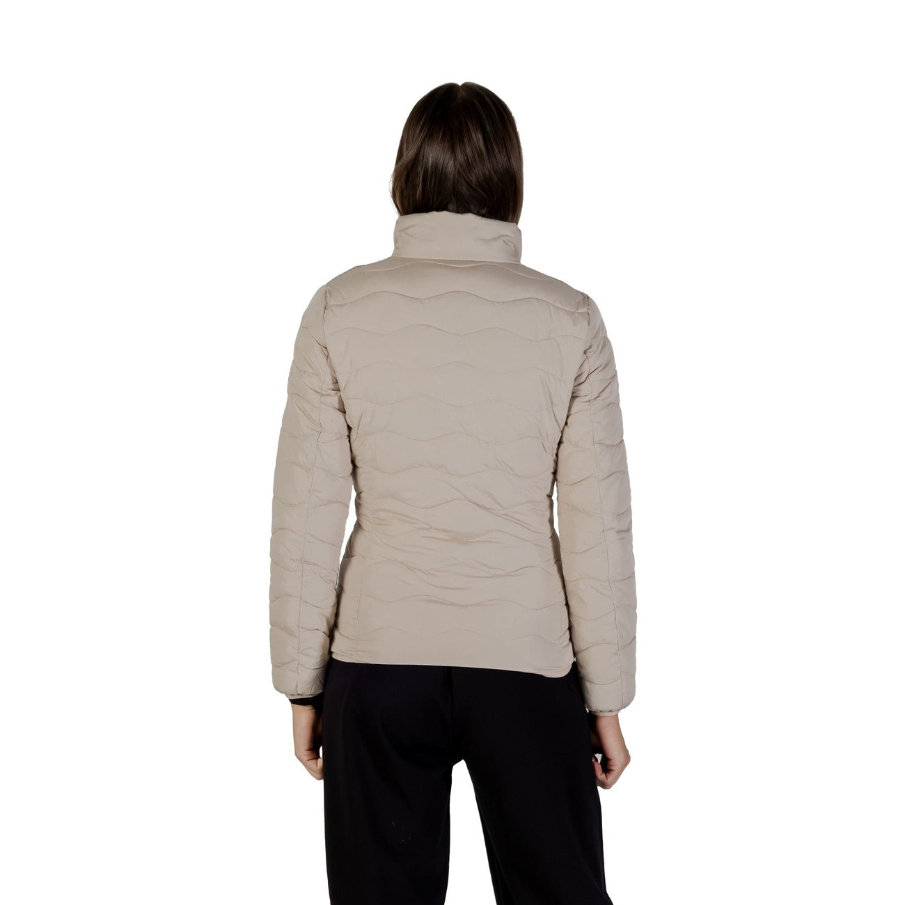 EA7 Emporio Armani Windjack Dames Beige – Hoge Hals & 100% Polyester