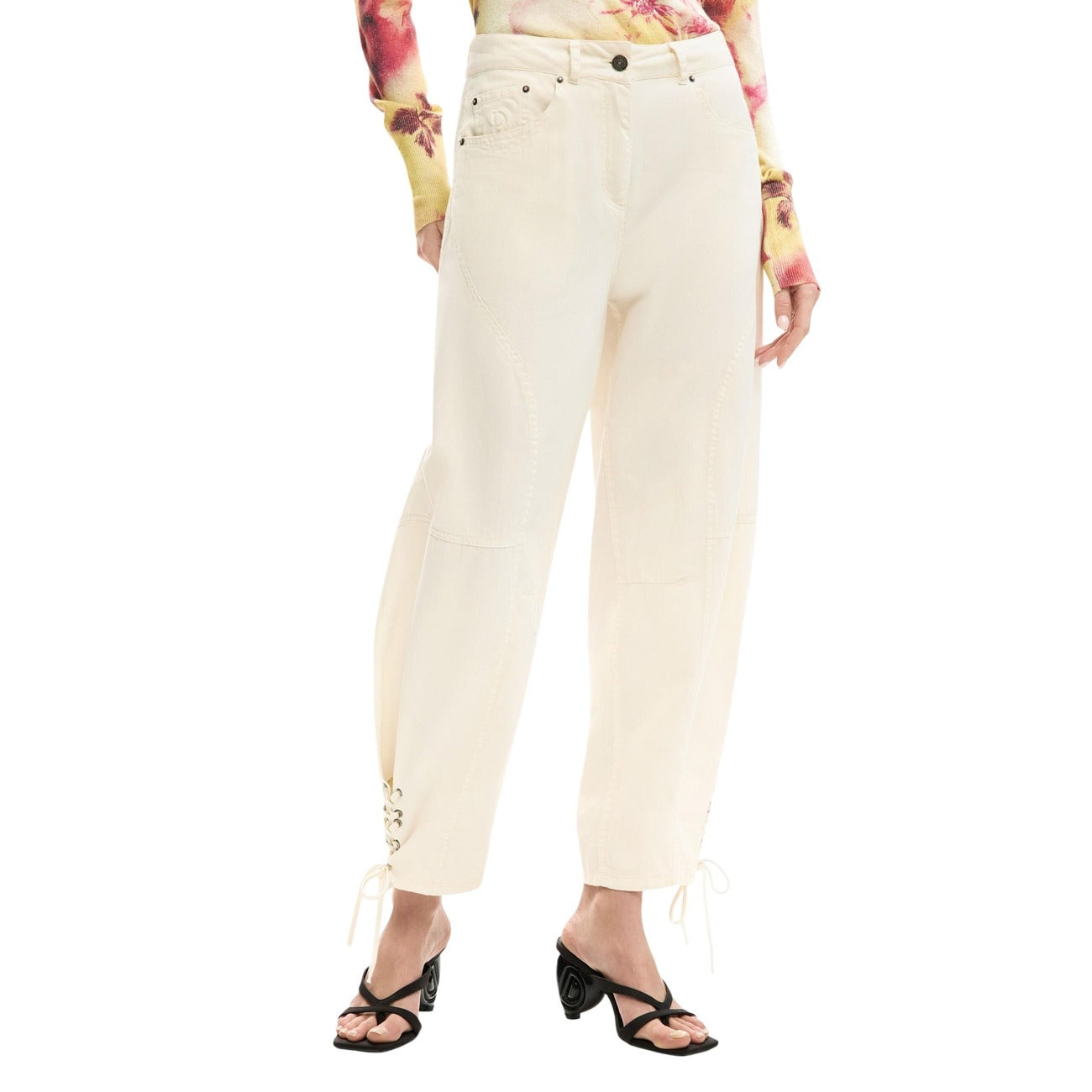 Desigual Katoenen Broek Dames Beige