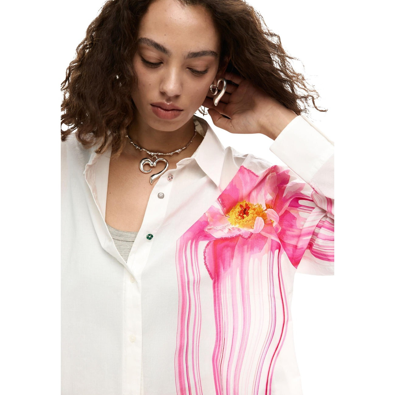 Desigual Shirt Dames Wit Bloemenprint