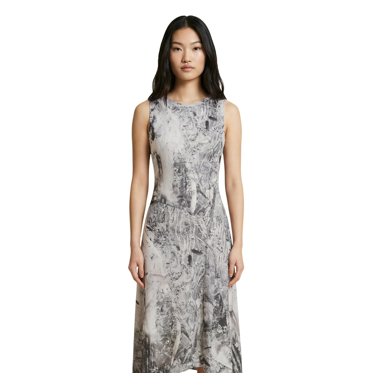 Desigual Mouwloze Print Jurk Dames Grijs