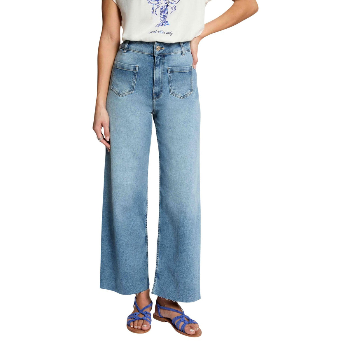 Morgan De Toi Gesleten Jeans Dames Lichtblauw