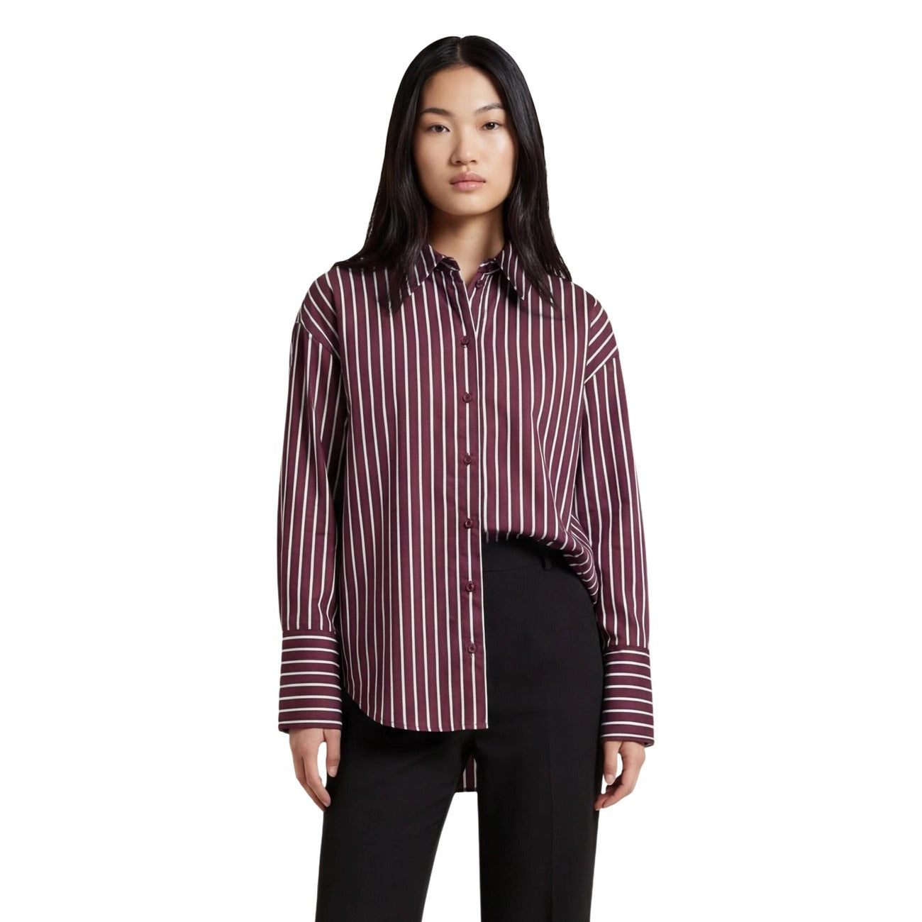 Jacqueline De Yong Shirt Dames Wijnrood Gestreept