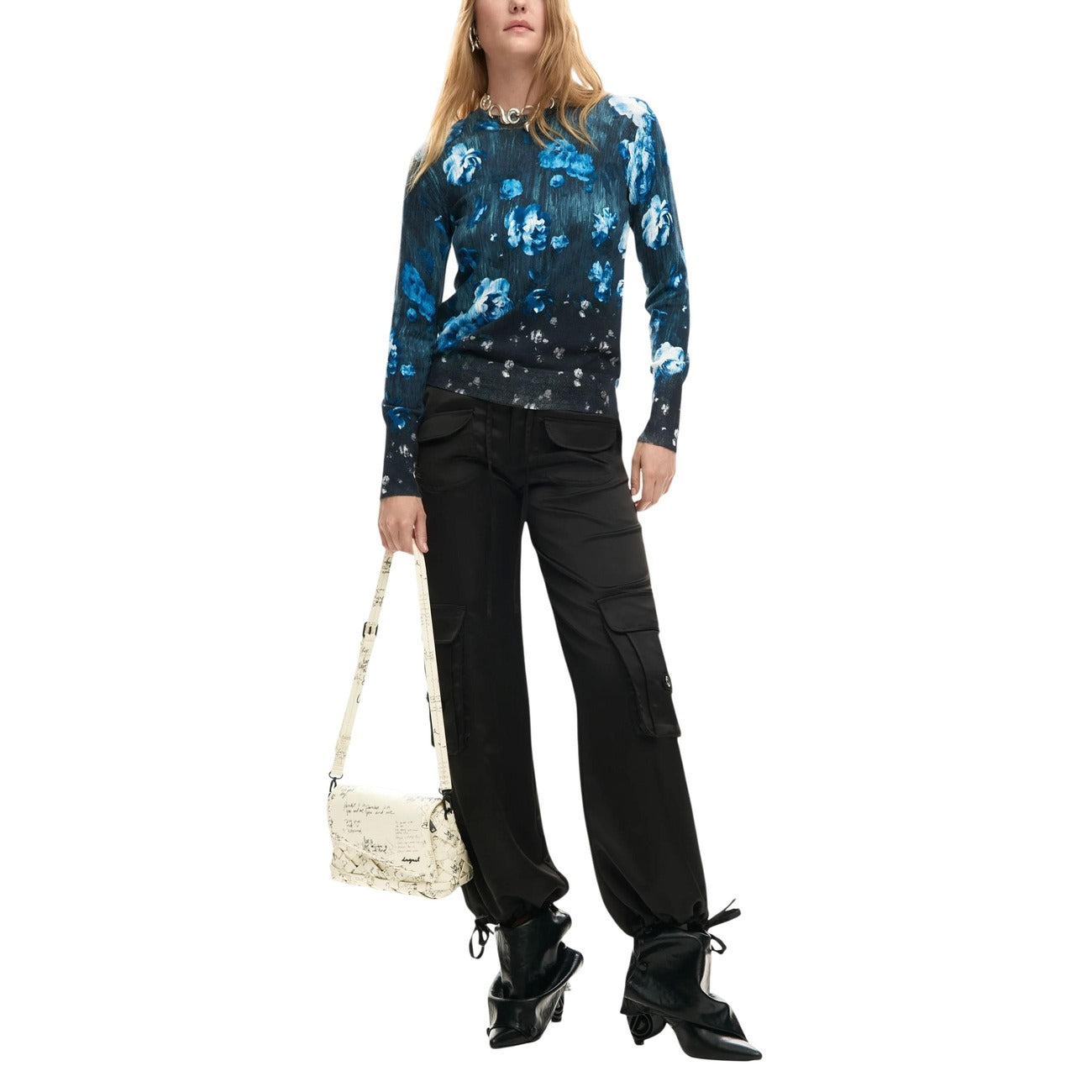 Desigual Trui Dames Zwart Bloemenprint