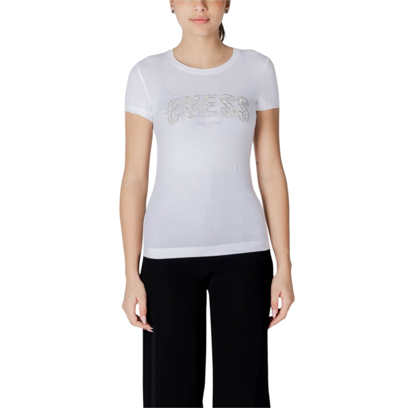 Guess Strass T-shirt Dames Zwart