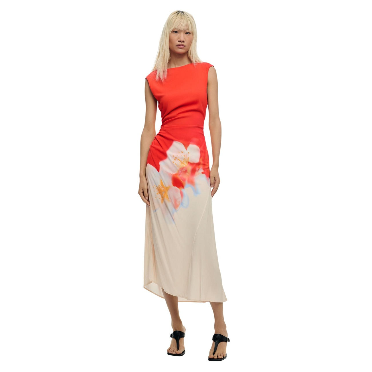 Desigual Mouwloze Bloemenjurk Dames Coral