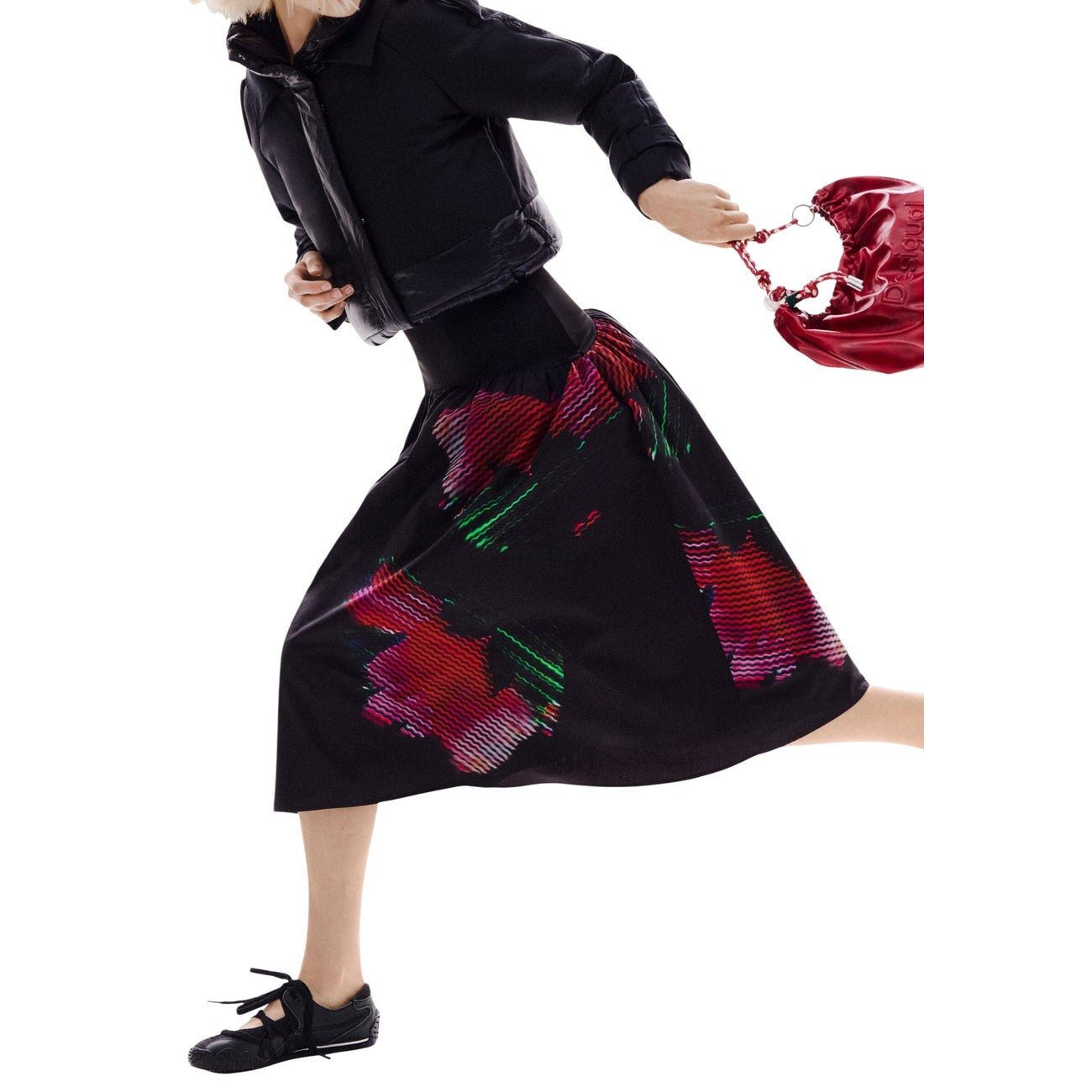 Desigual Bloemen Rok Dames Zwart