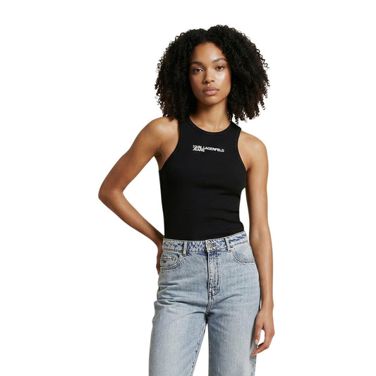 Karl Lagerfeld Jeans Geribd Tanktop Dames Wit