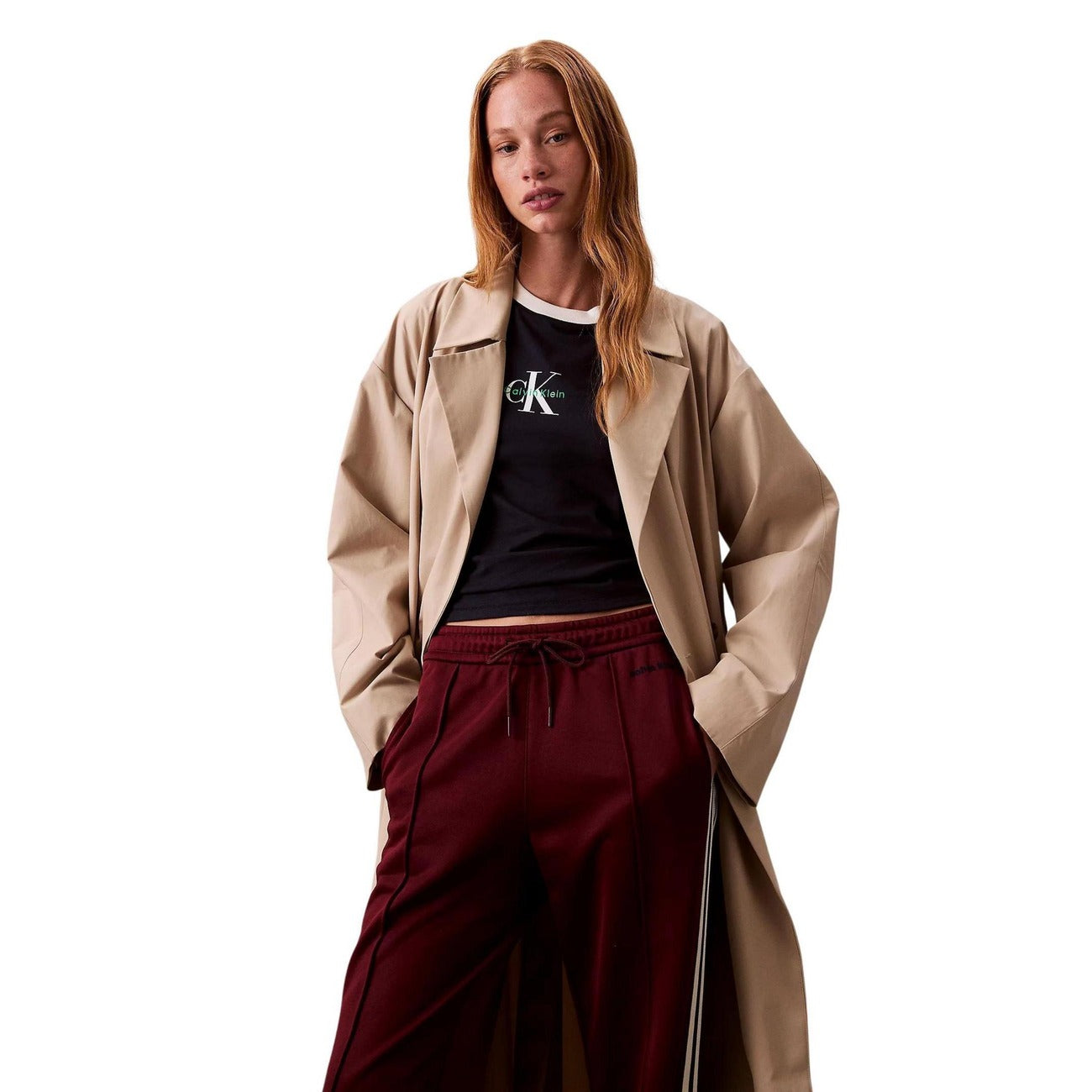 Calvin Klein Jeans Broek Dames Bordeaux