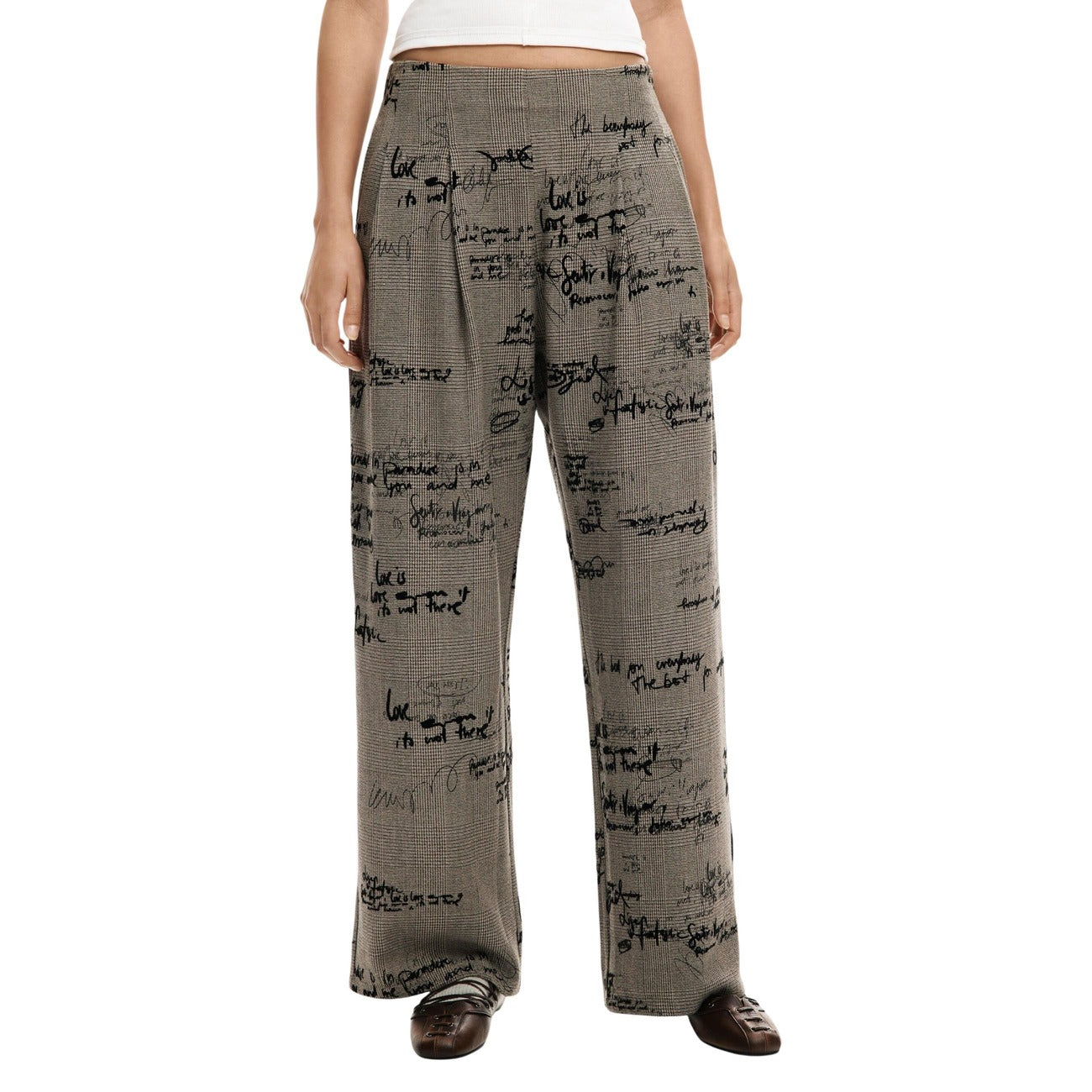 Desigual Print Broek Dames Grijs