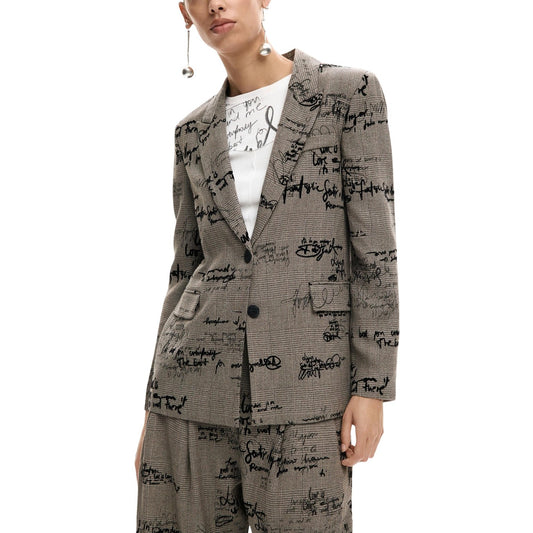 Desigual Print Blazer Dames Grijs