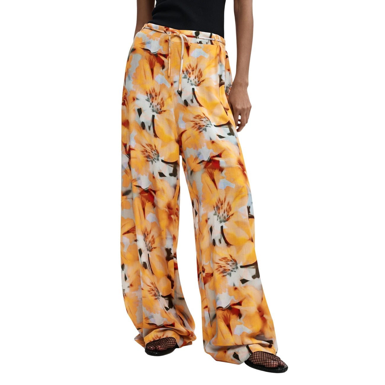 Desigual Bloemen Broek Dames Oranje