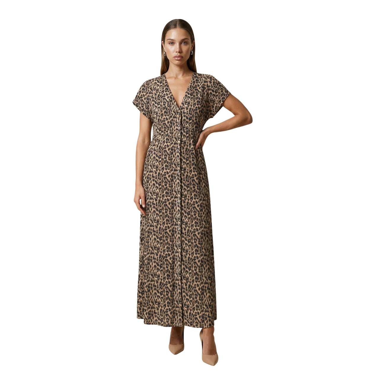 Only Elegante Jurk Dames Blauw Bruin