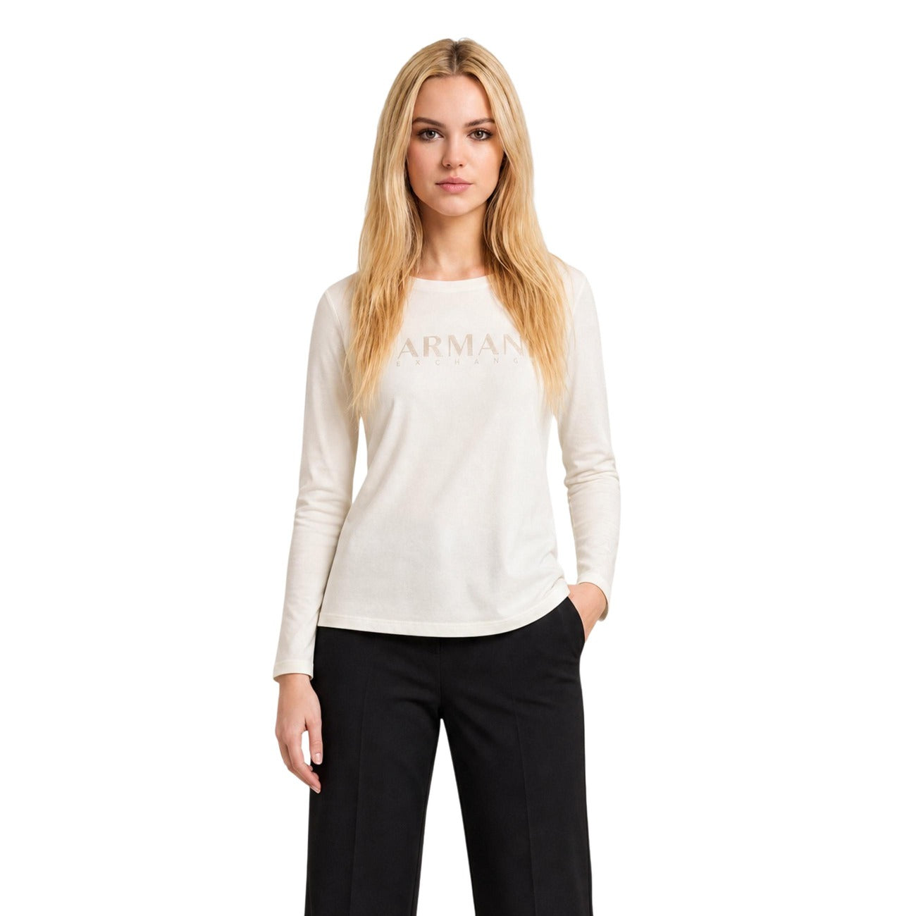 Armani Exchange T-shirt Dames Beige