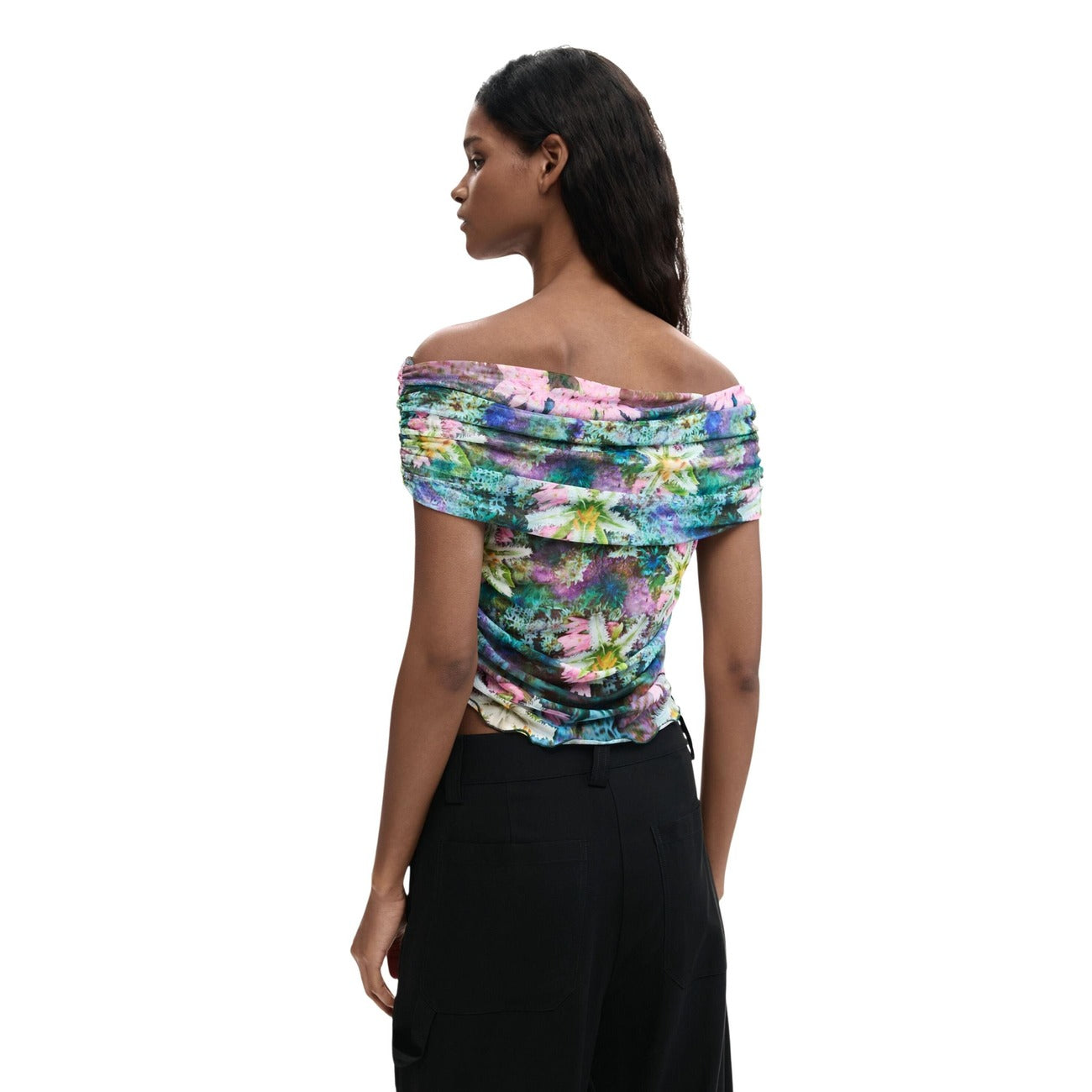 Desigual Bloemen Top Dames Lichtblauw