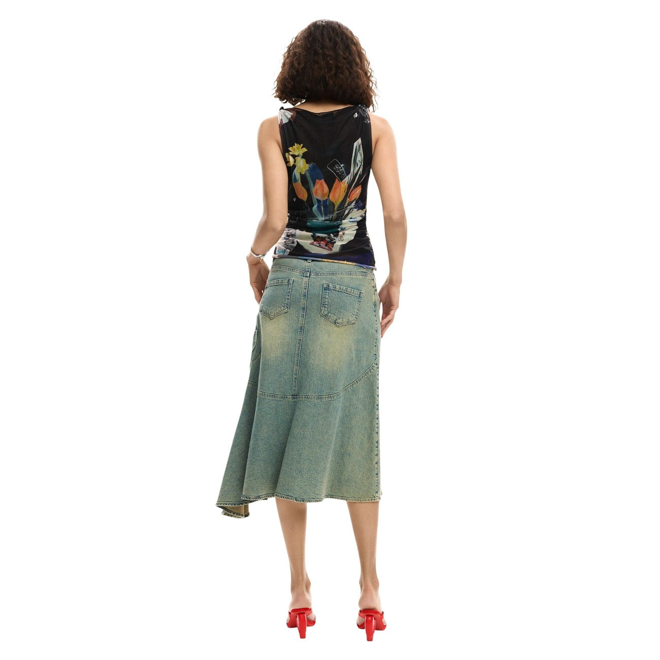Desigual Bloemen Top Dames Zwart