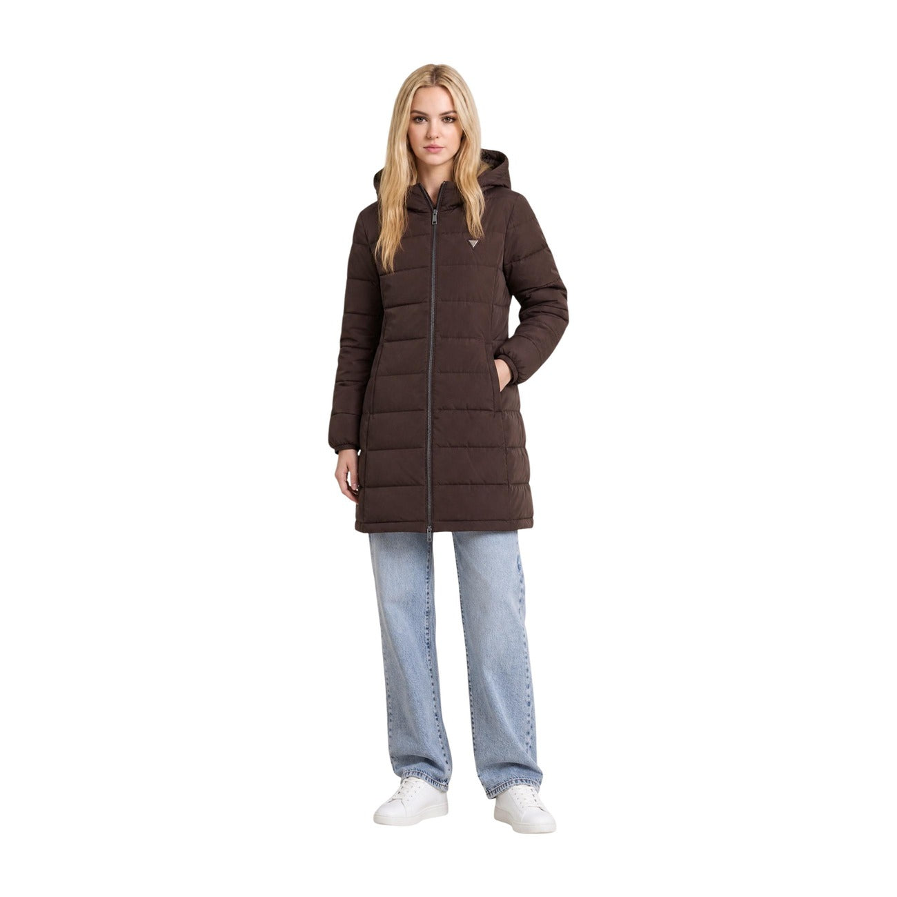 Guess Windjack Dames Bruin Capuchon