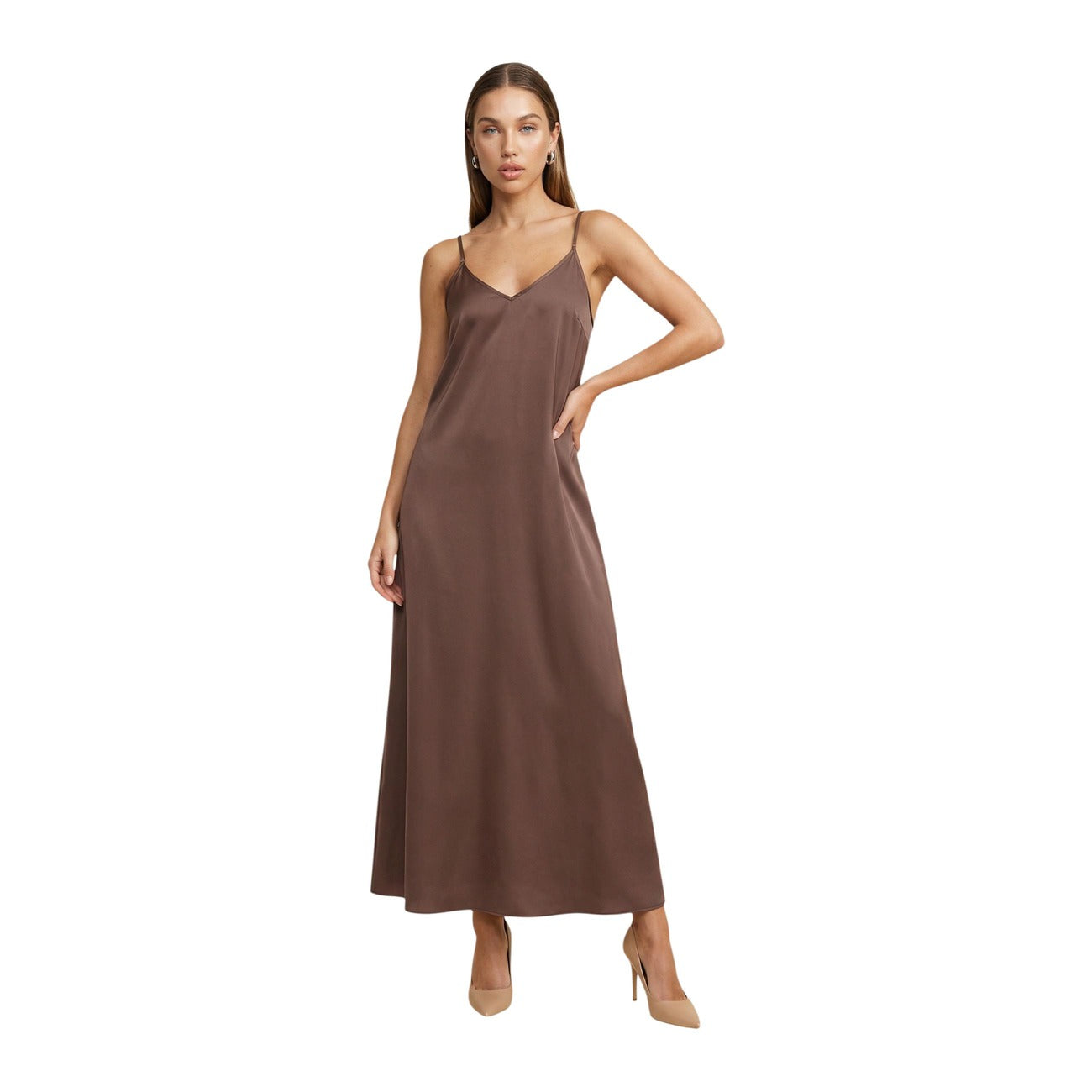 Only Elegante Jurk Dames Bruin