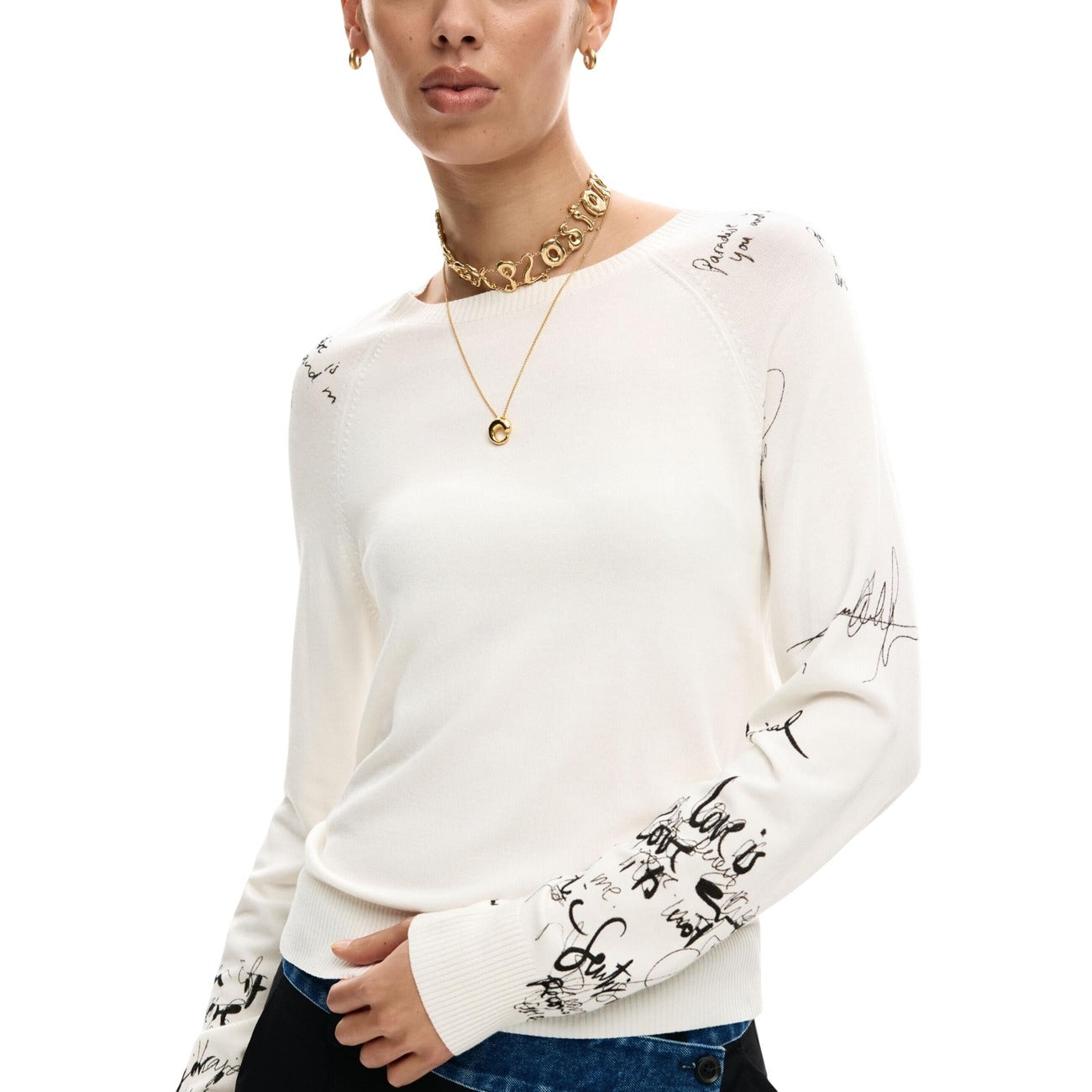 Desigual Print Trui Dames Beige