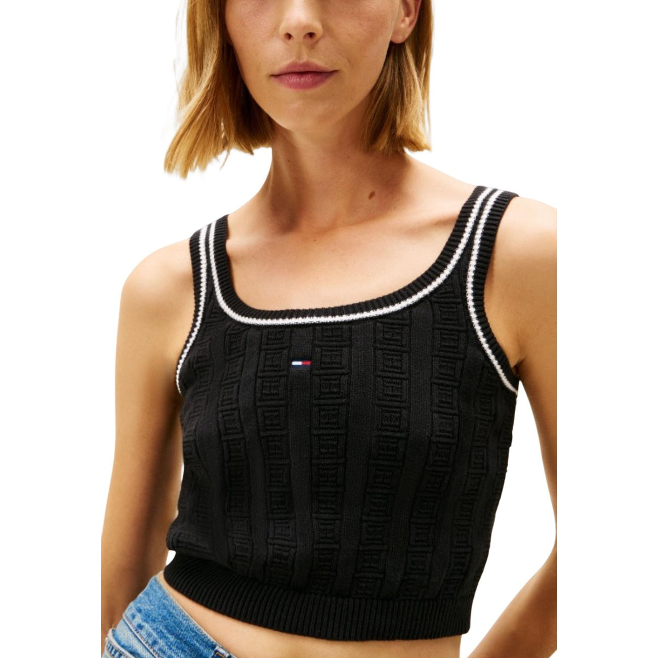 Tommy Hilfiger Jeans Epaullet Top Dames Zwart
