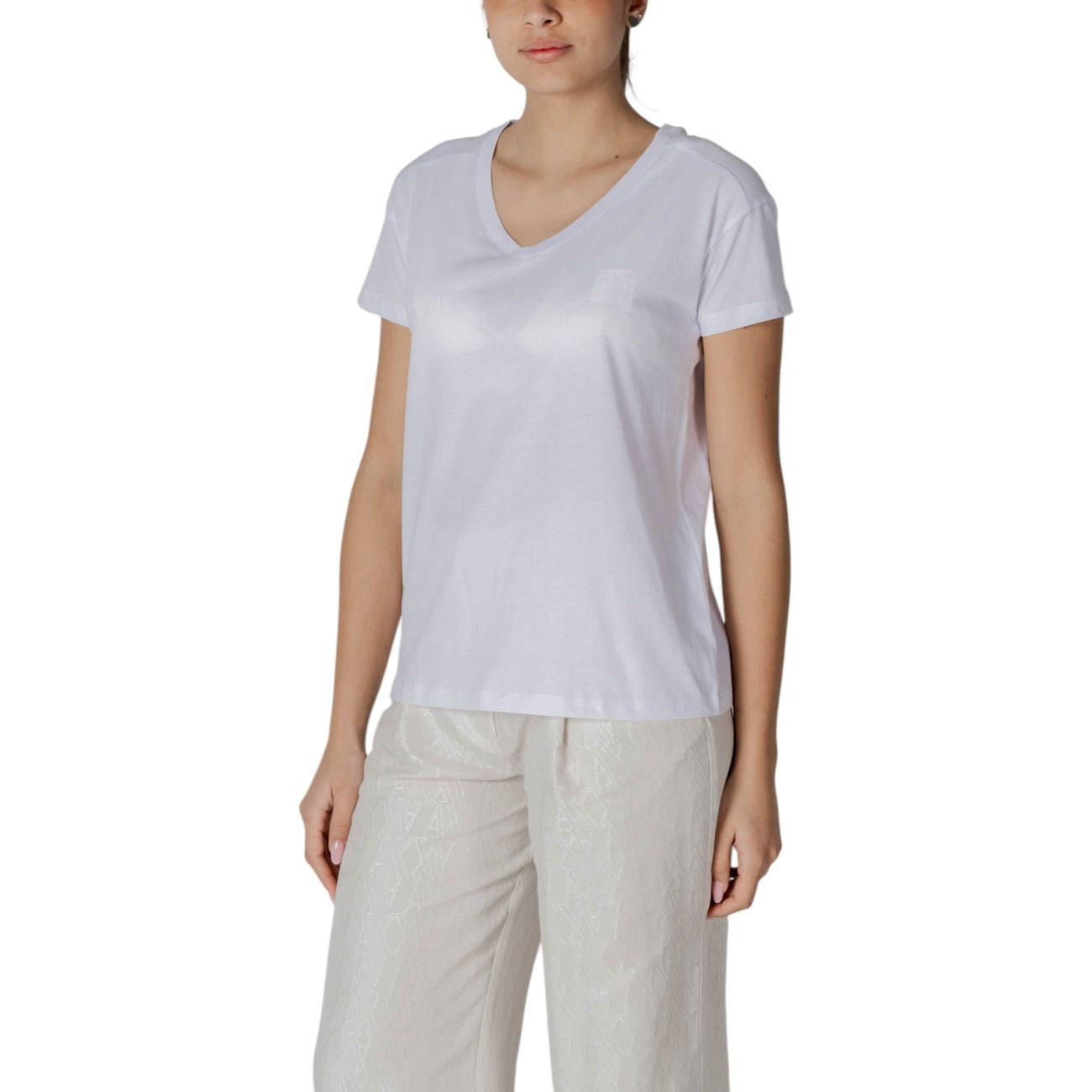 Armani Exchange V-hals T-shirt Dames Wit