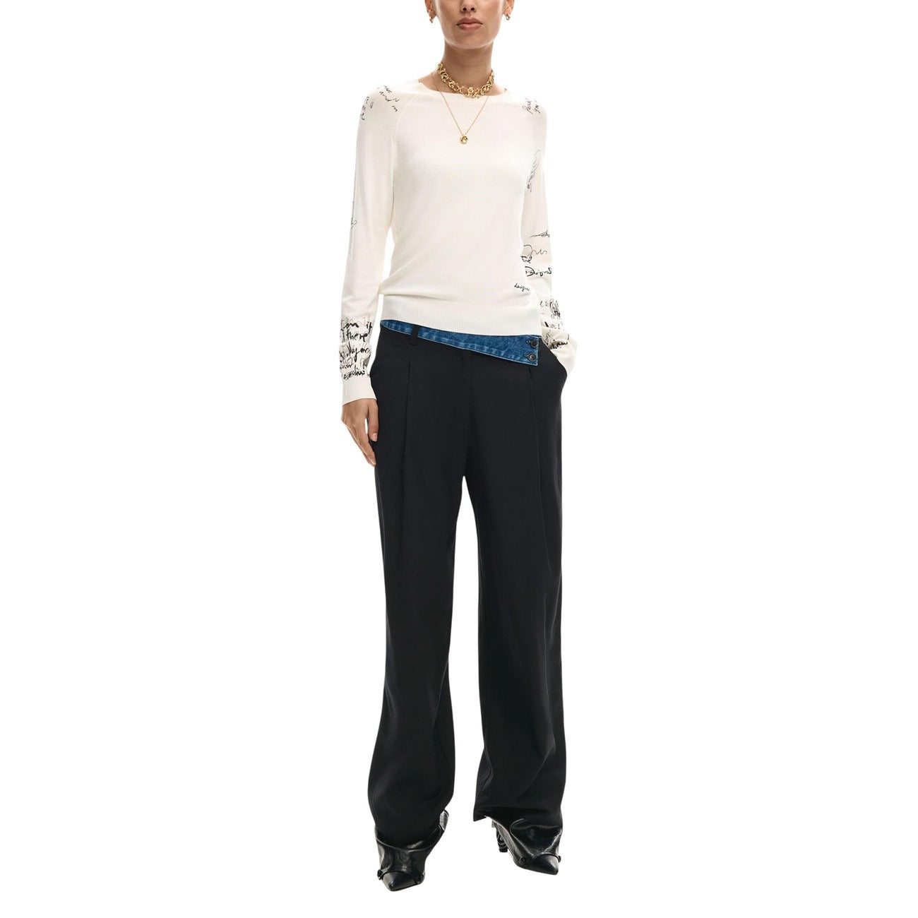 Desigual Print Trui Dames Beige
